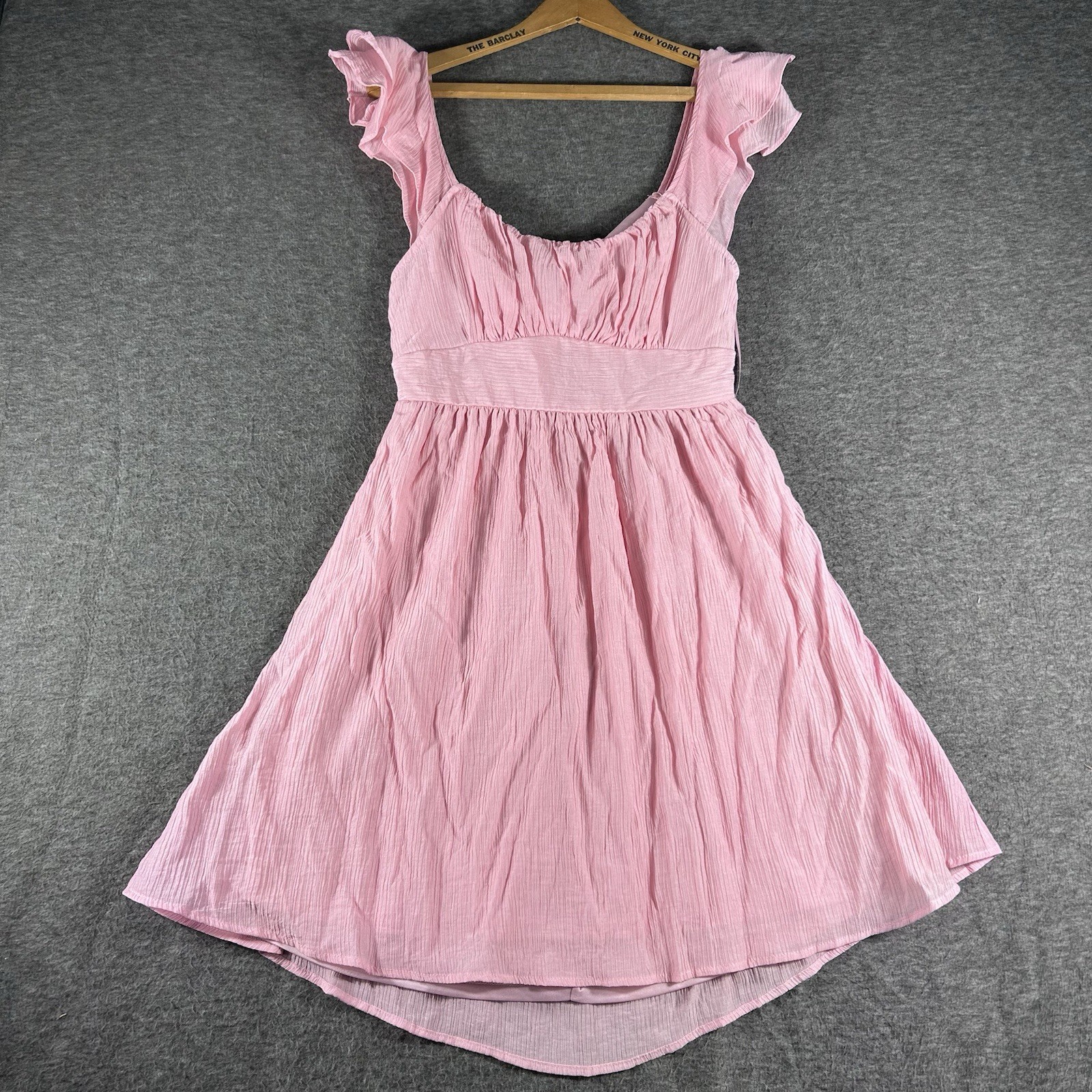 NWT Blu Pepper Size L Pink Open Tie Back Summer Beach Lined Ruffle Sleeve