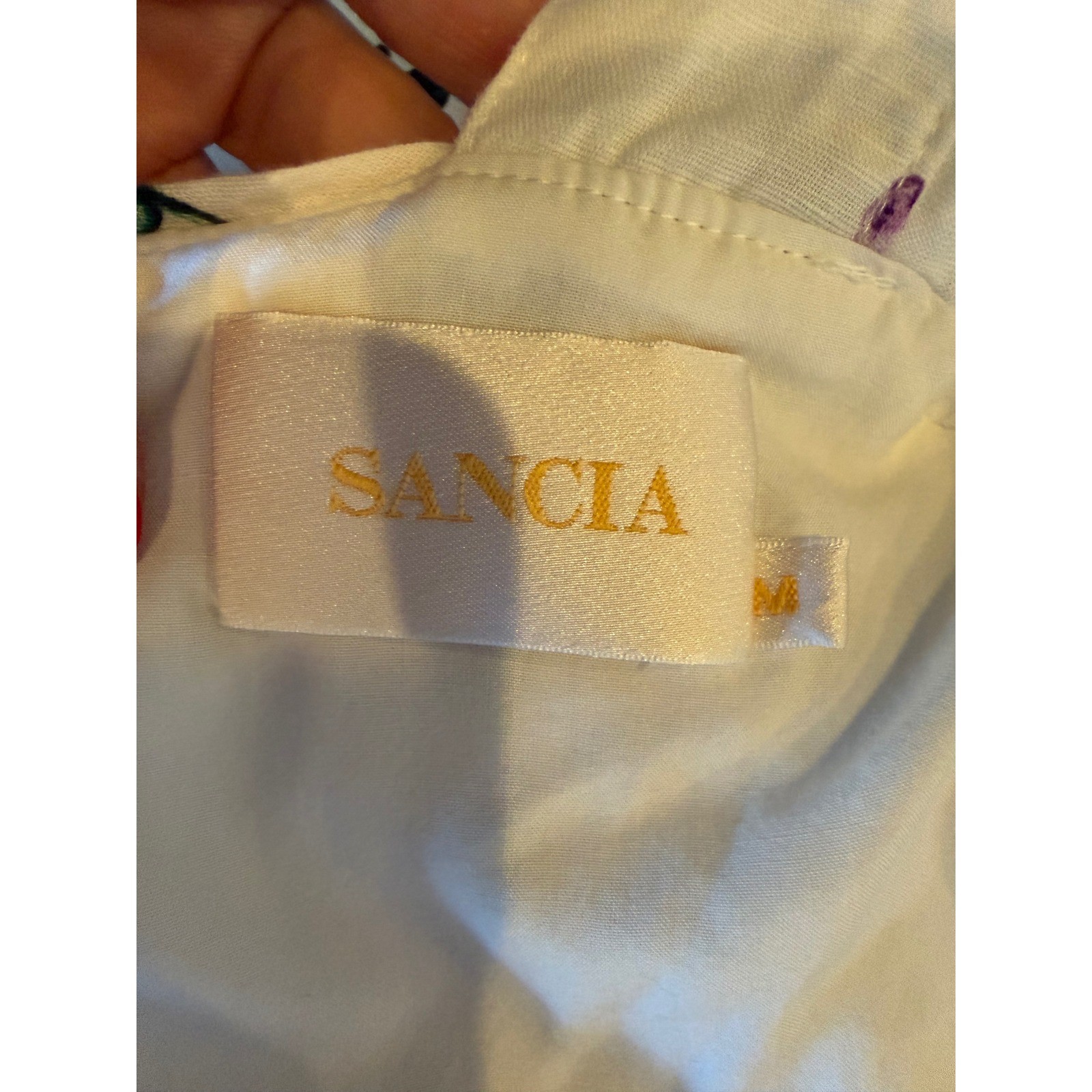 Sancia Arlette Dress Women Medium White Floral Linen Cotton Boho Cottagecore
