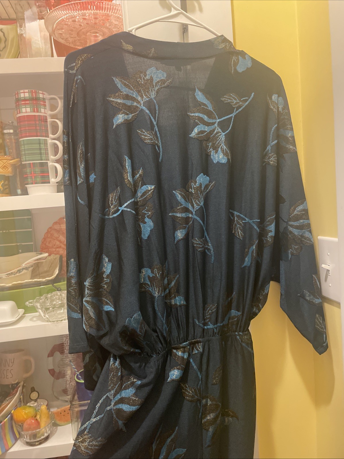NWT Baltic Børn Shaneen Ruched Jade Midi Dress Size M Teal Gold V Neck Dolman