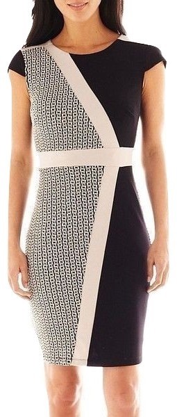 Trulli Short-Sleeve Jacquard Colorblock Knit Dress Size 18 New