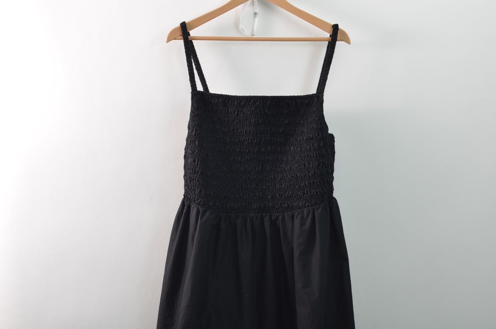 Old Navy Womens 2X A-Line Maxi Black Woven Stretch Cotton Blend Smocked Bodice