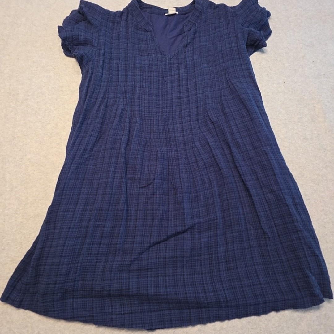 Sundance Dress Womens PS Blue Plaid V Neck Flutter Sleeve Shift Sundress