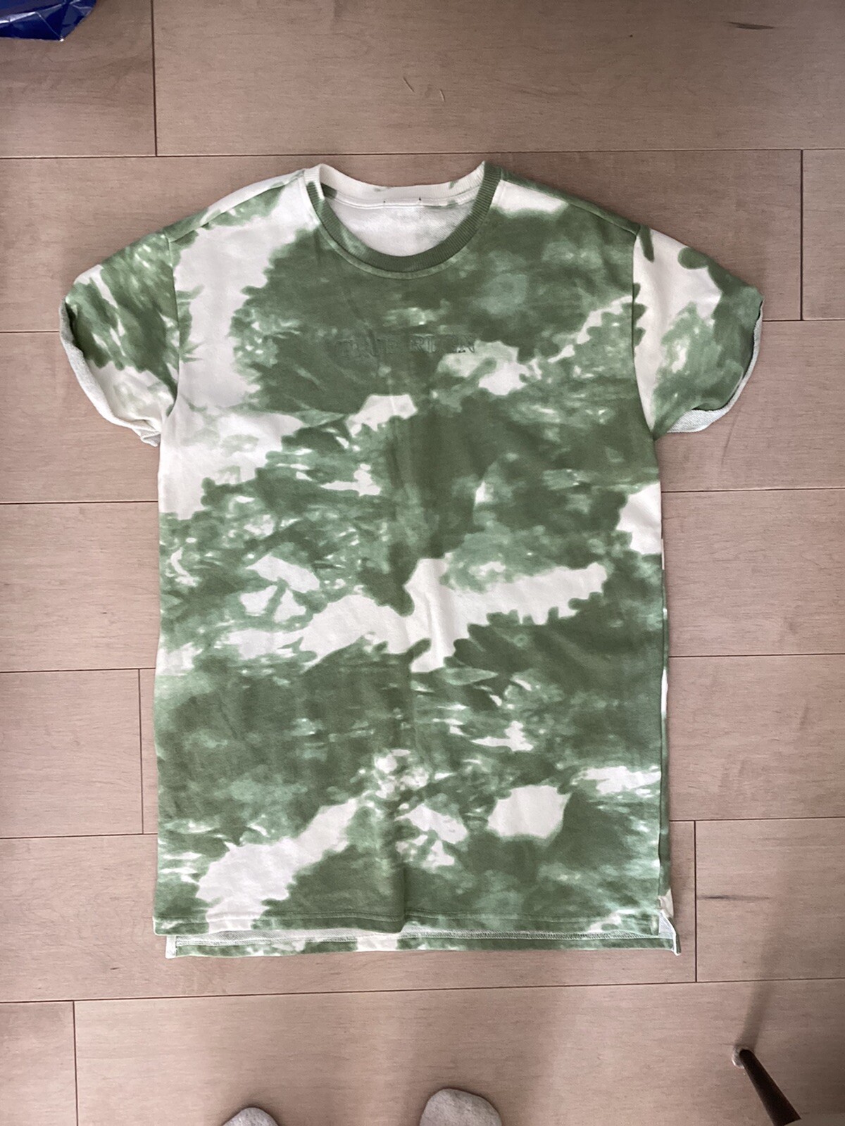 True Religion Spellout Green Tie Dye Short Sleeve Tee Dress crew neck SM S M