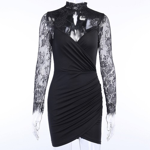 Sexy Womens Lace V Neck Bodycon Mini Dress Evening Party Cocktail Club Ball Gown