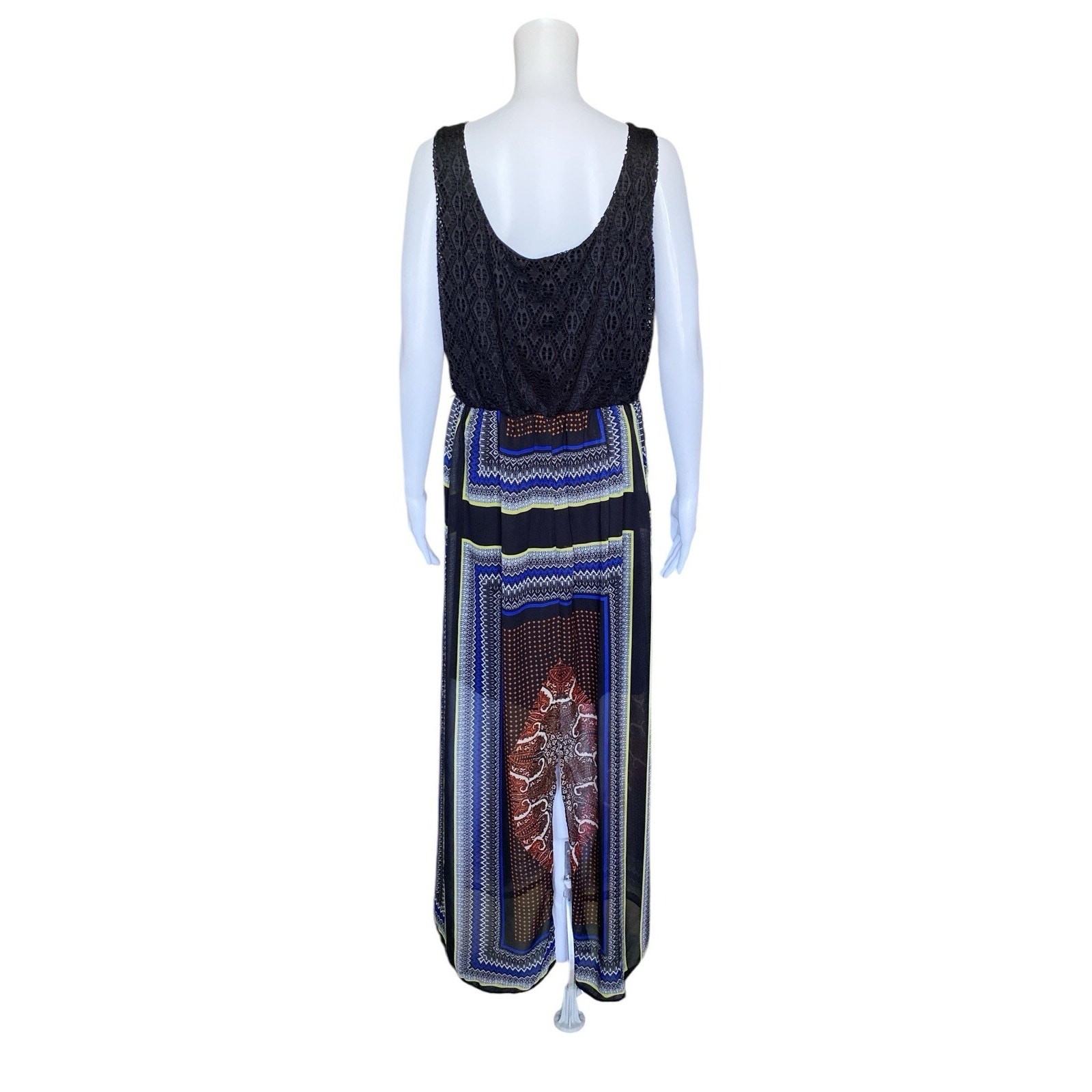 AUW Womens Size Large Bohemian Tribal Print Sleeveless Tank Maxi Dress