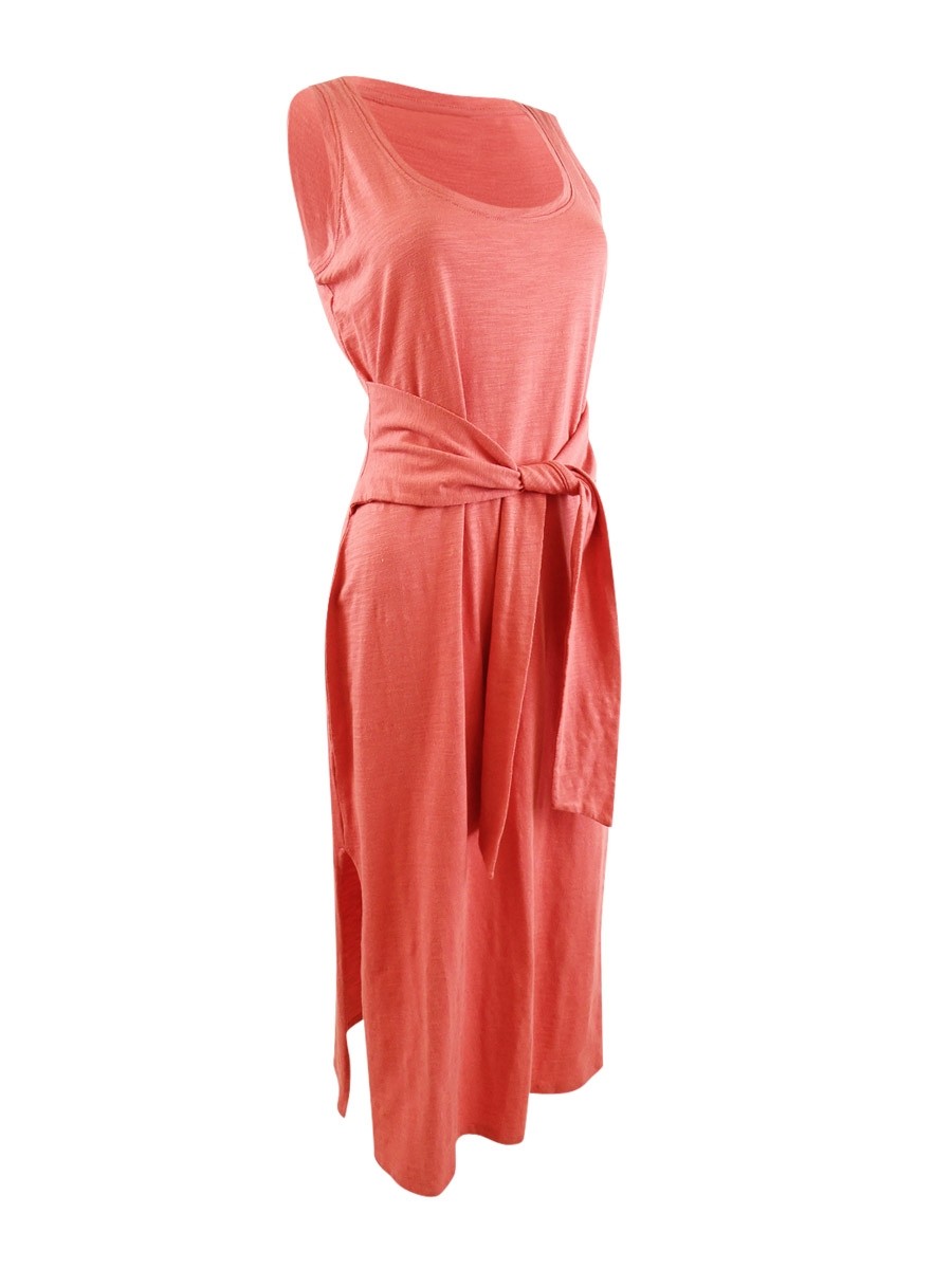 Lauren Ralph Lauren Sleeveless Slub Jersey Dress (6, Red Sky) 195934505483