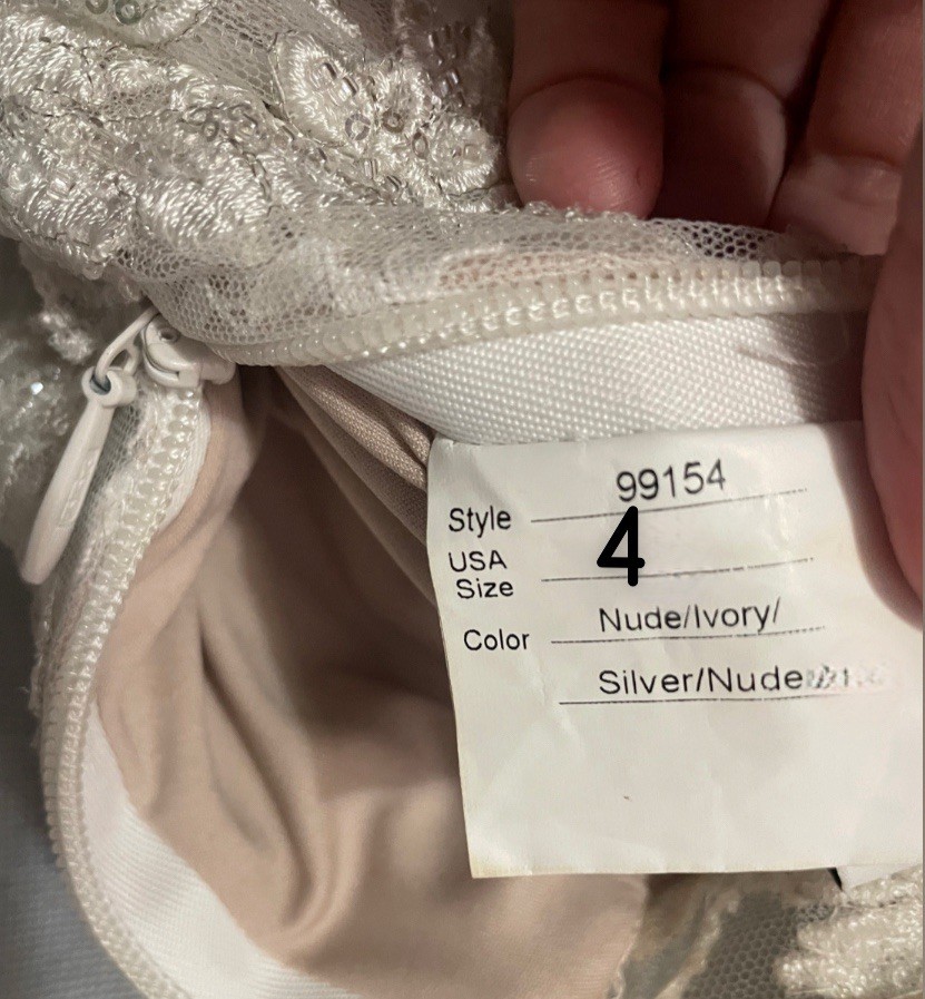 Nude/Ivory Beaded Gown with Silver Embroidery, Style 99154