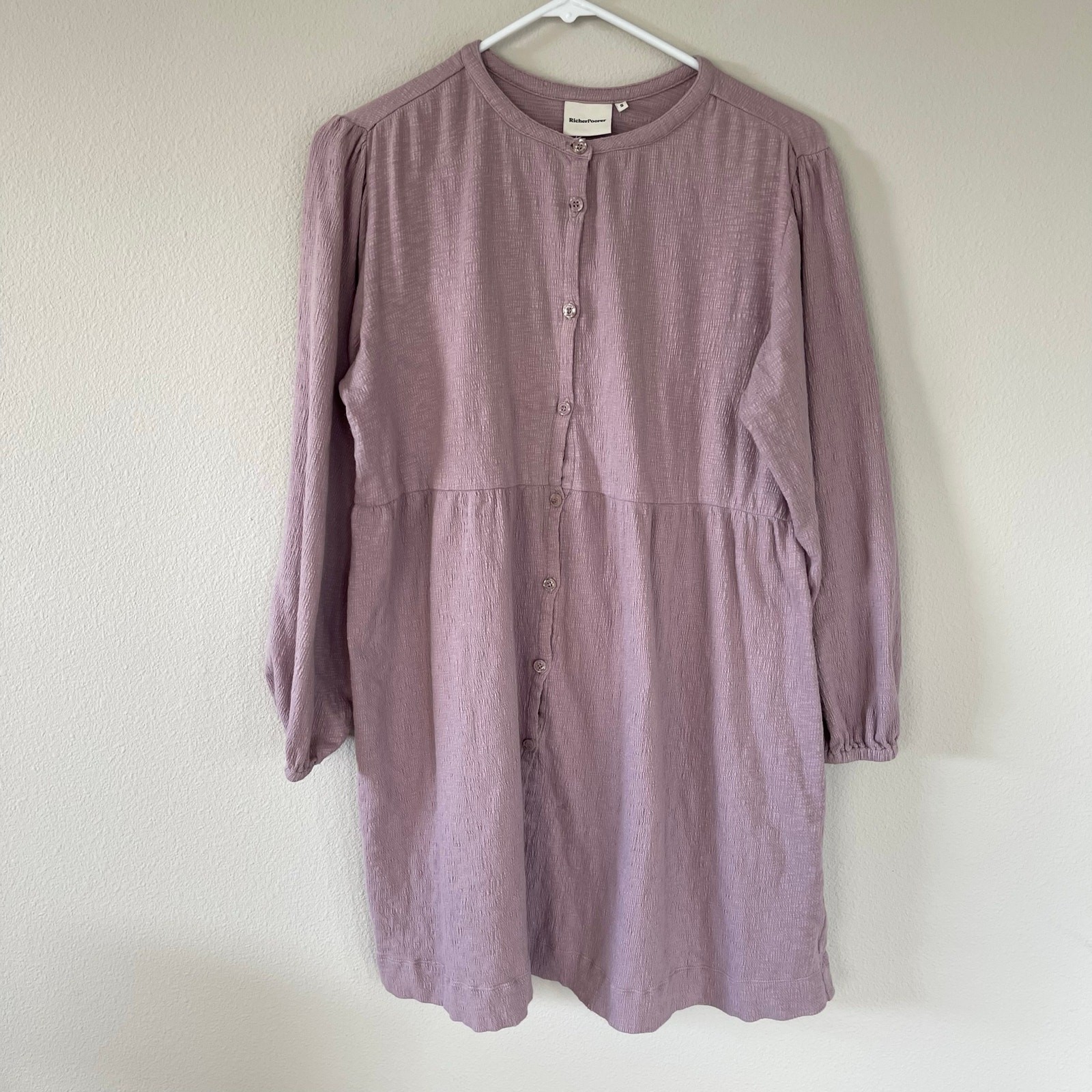 RICHER POORER Purple Cloud Weave Button Dress (S)
