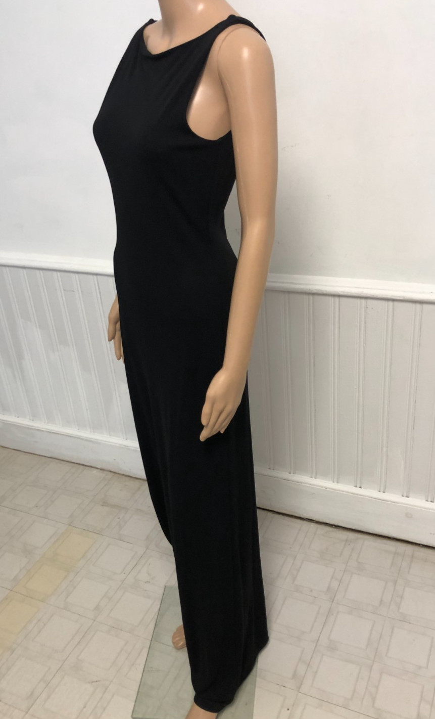 Lauren Ralph Lauren Elegant Maxi Dress Sz M Jersey Knit Sleeveless V-Back