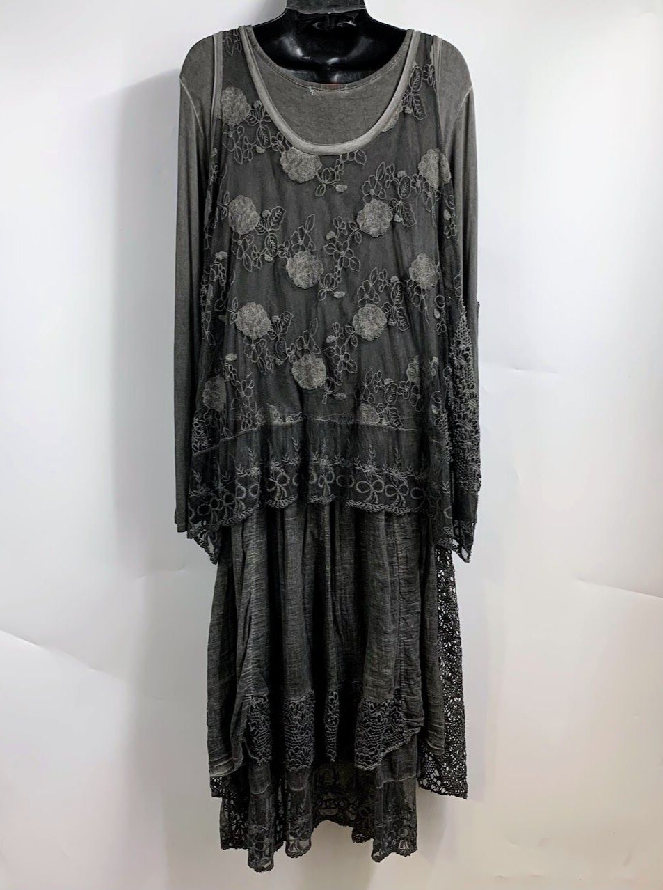 Scandal Made in Italy Women’s Boho Lace Embroidered Layered Dress Size M