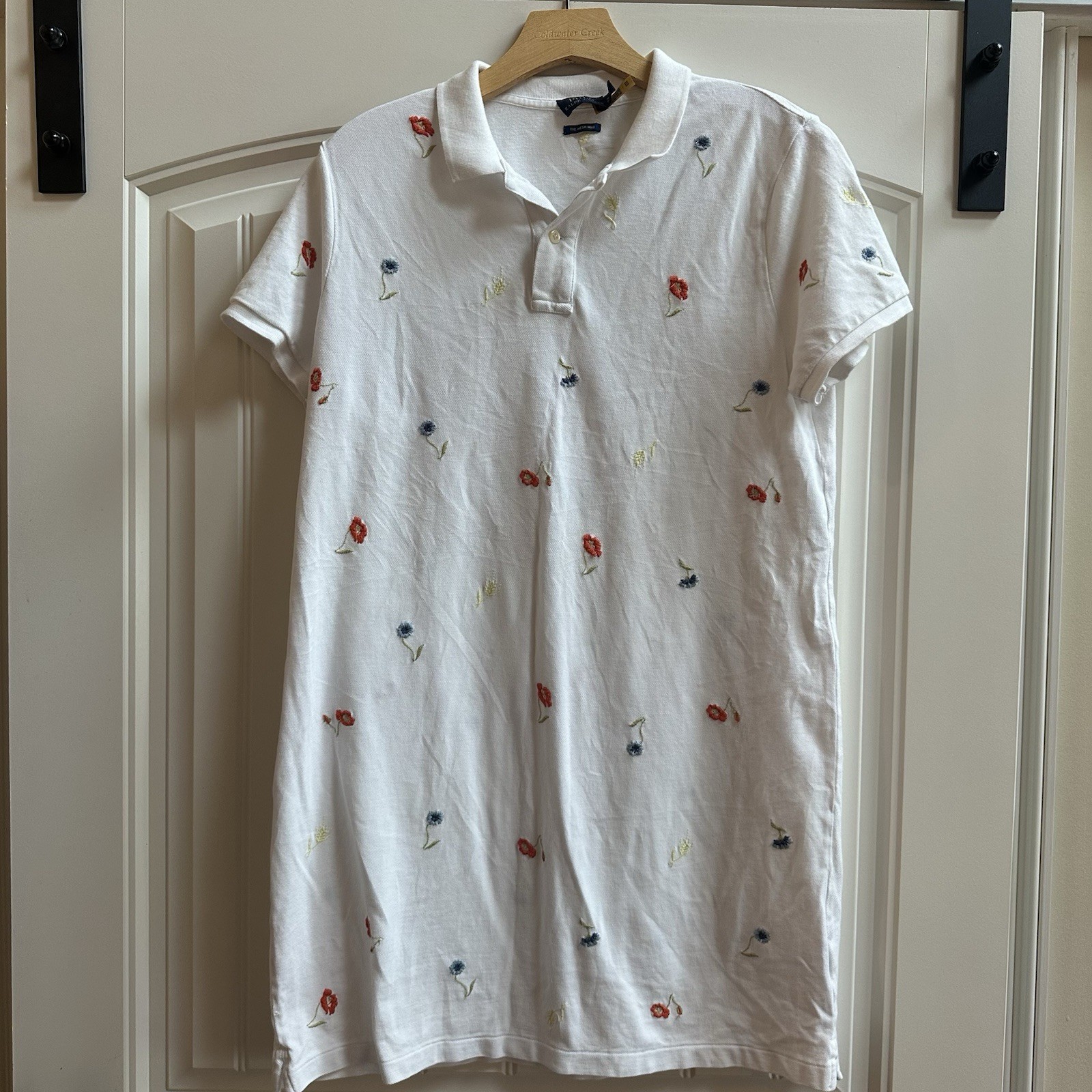 Polo Ralph Lauren The Mesh Mini Dress Sporty White Floral Embroidery Cotton XL