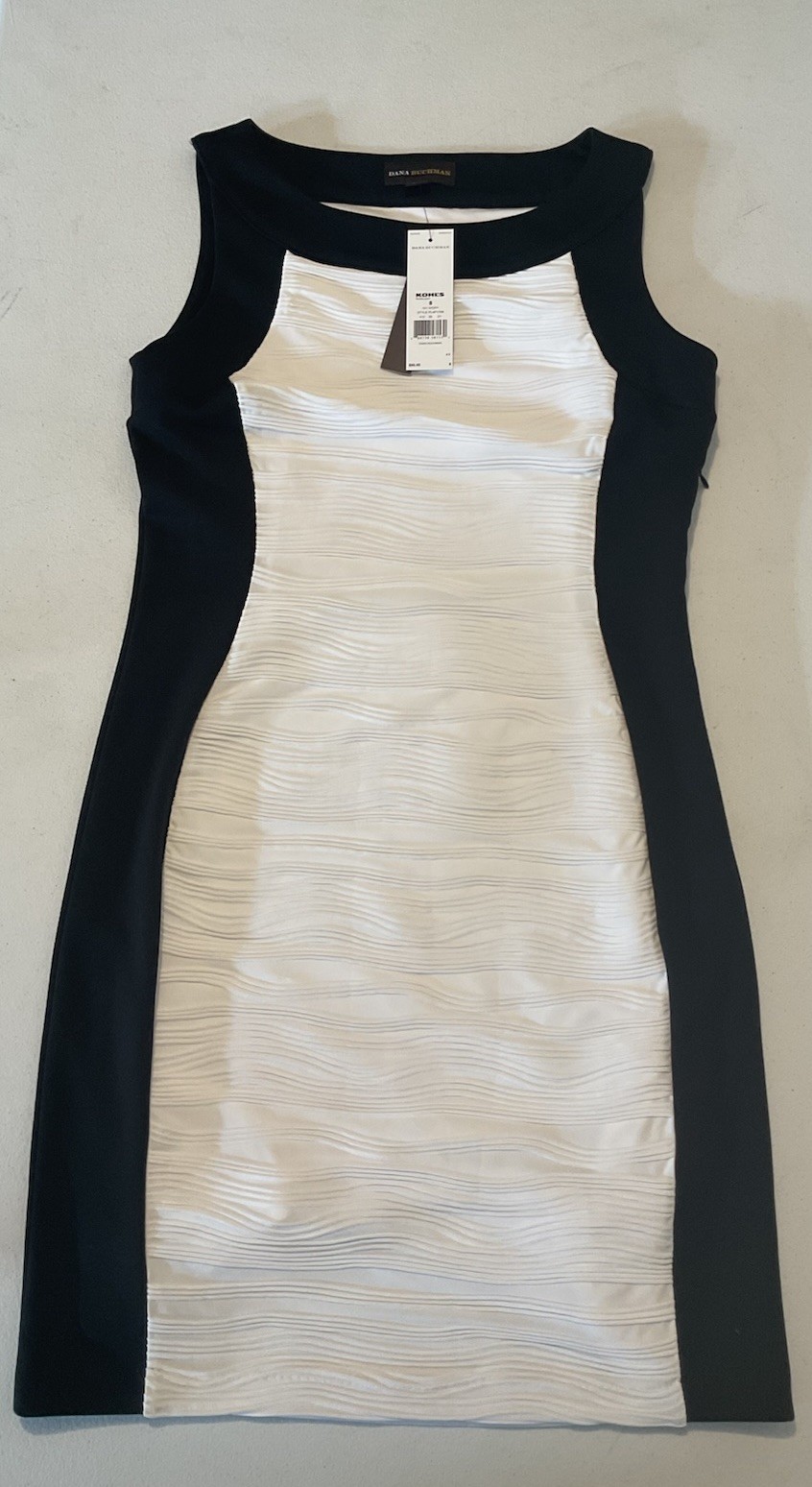 Dana Buchman Black And White Body Con Dress Size 8 Elegant NWT