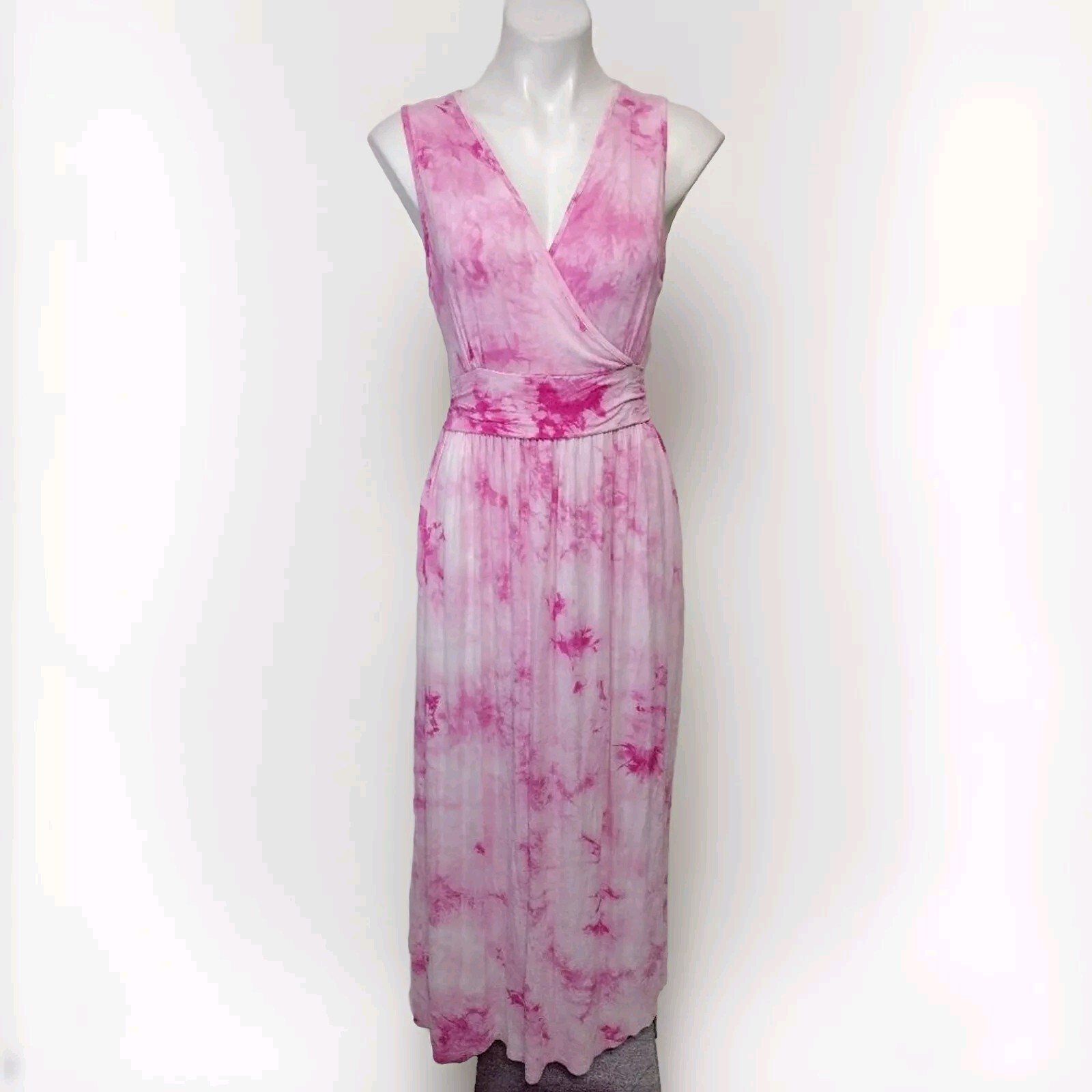LILBETTER Pink Tie Dye Sleeveless Maxi Dress Beachwear Vacation Resort Medium