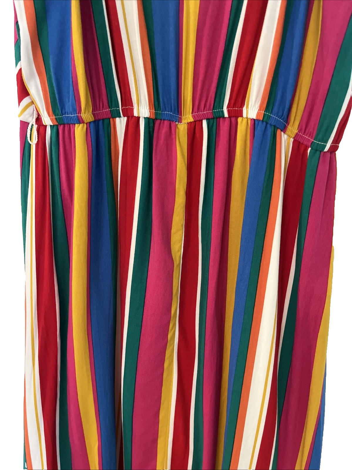 Blue Rain Rainbow Striped Cami Wrap Midi Dress Small Multi-Color Summer Sundress