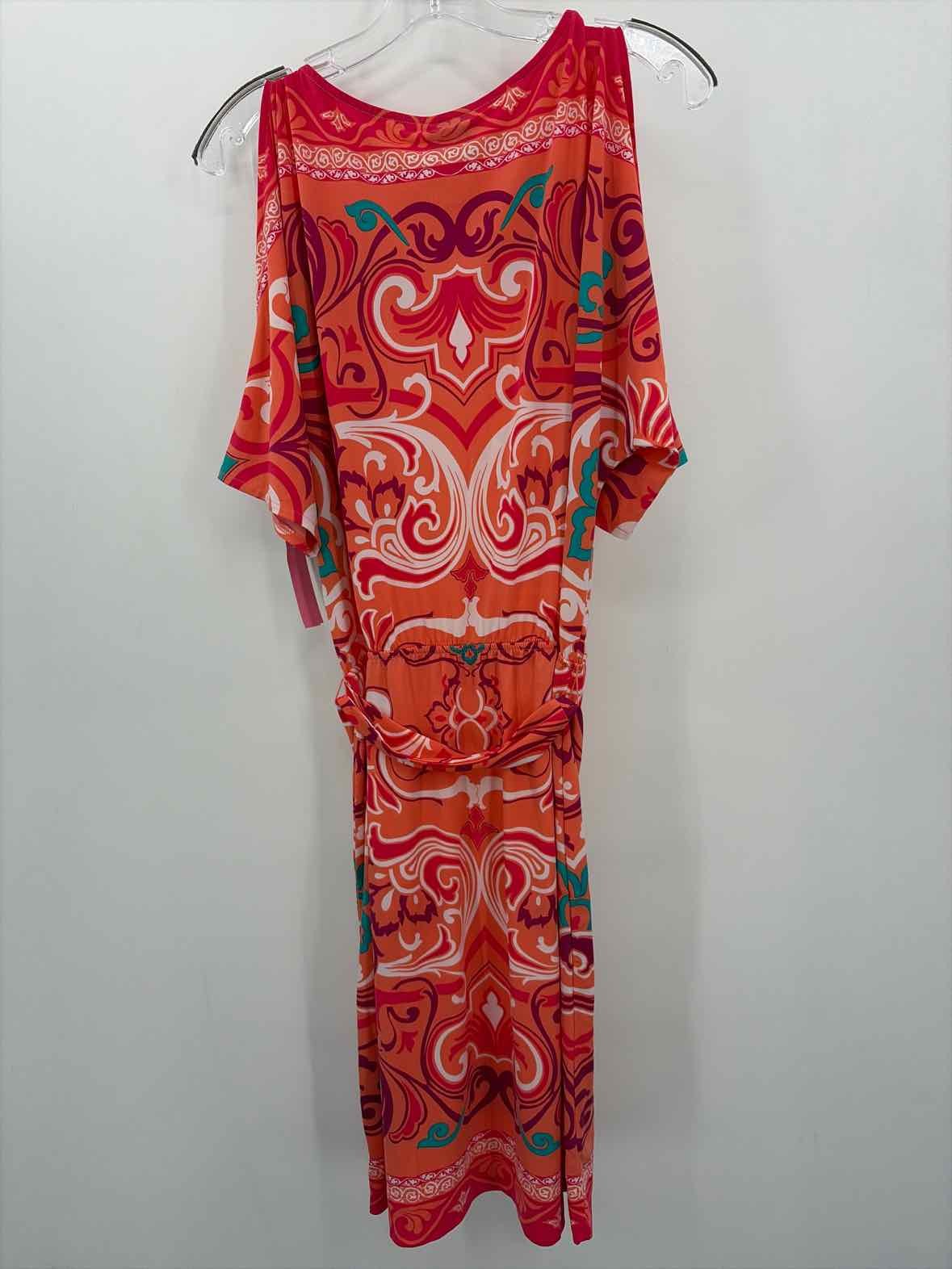 Pre-Owned ECI Orange Size 8 Knee Length Short Sleeve Dress