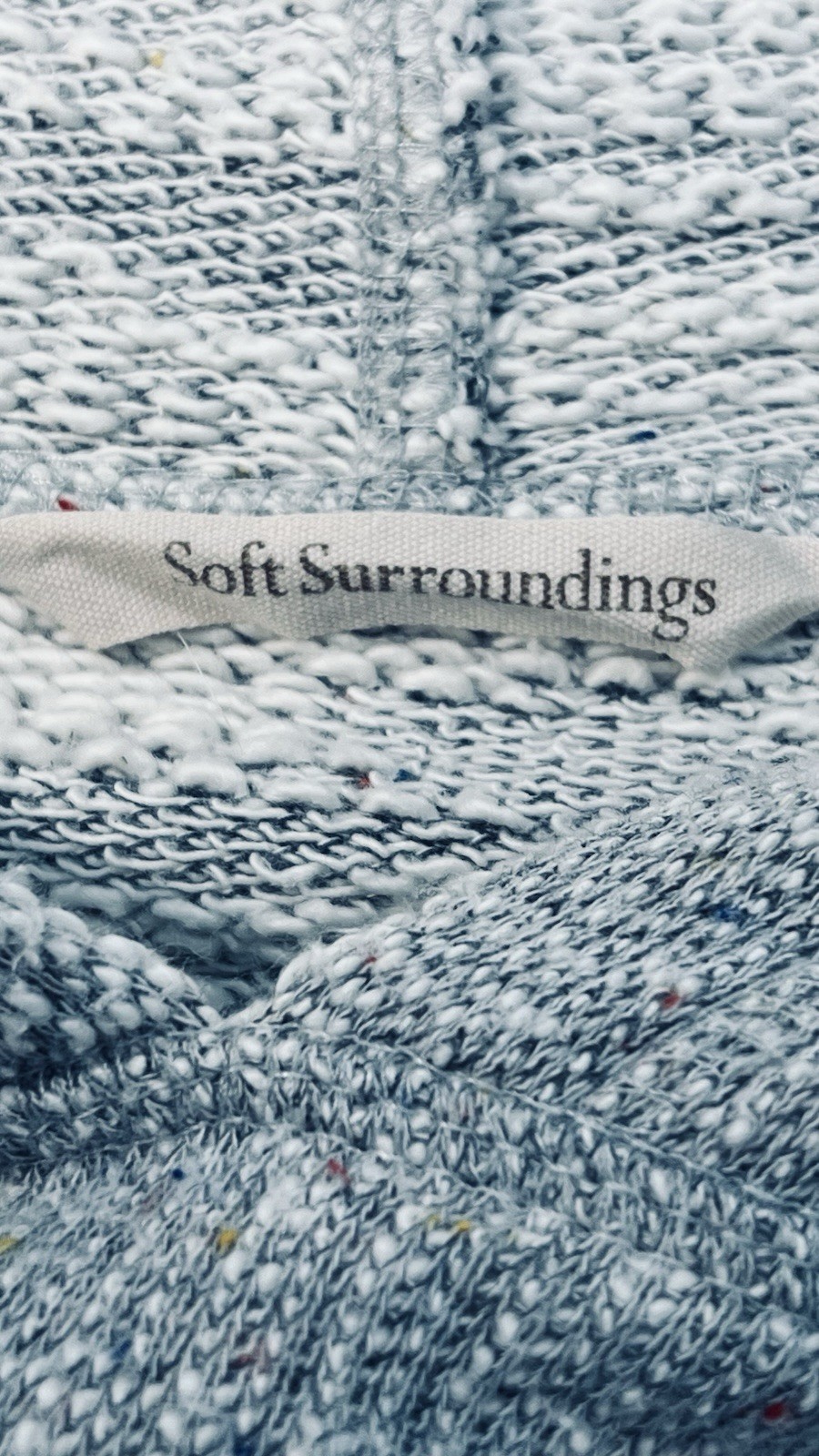 Soft Surroundings (XS) Gray Sweatshirt Dress Hooded 15” Side Slits Big Pocket
