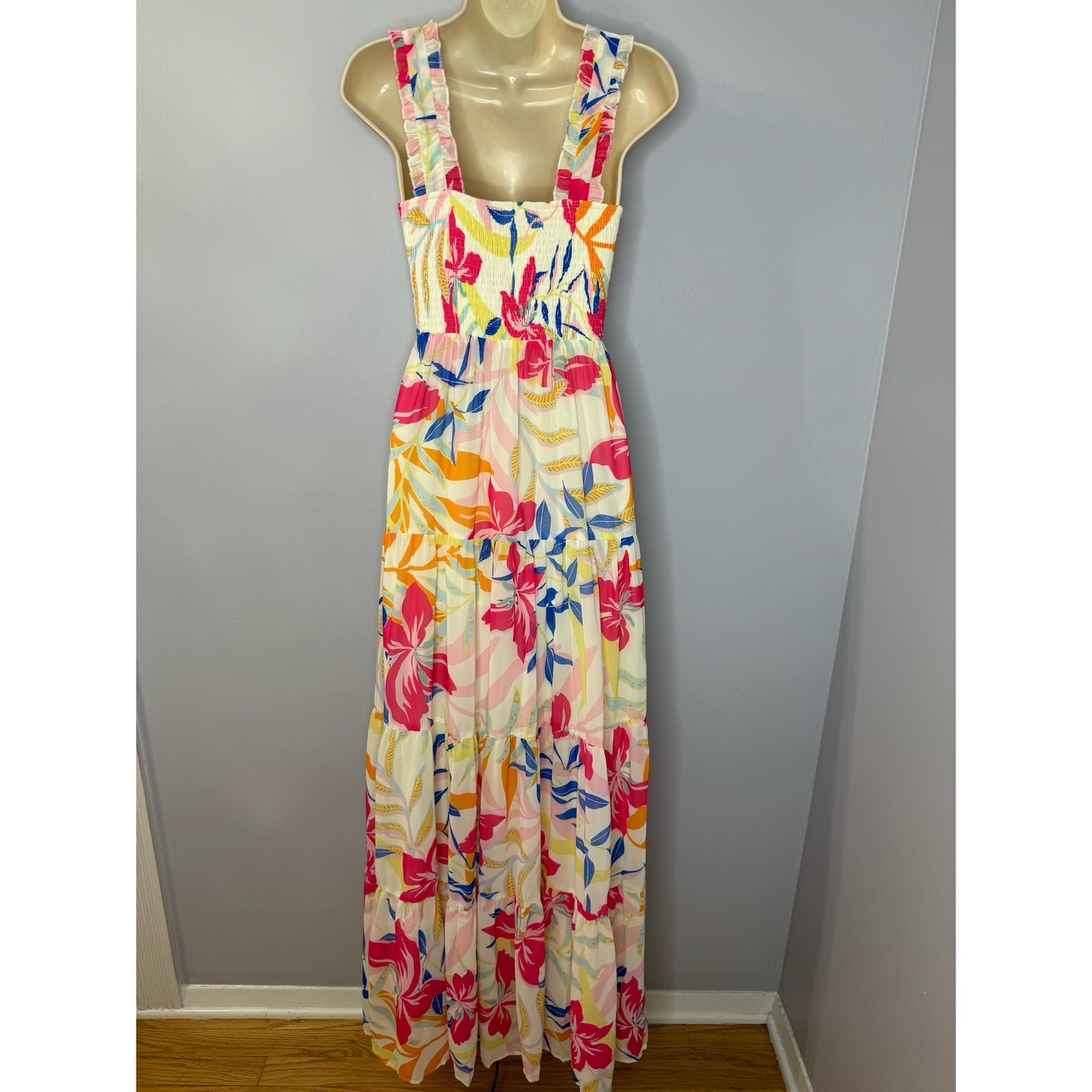 Flying Tomato Tropical Flower Printed Maxi Dress Vacation Costal Women’s M