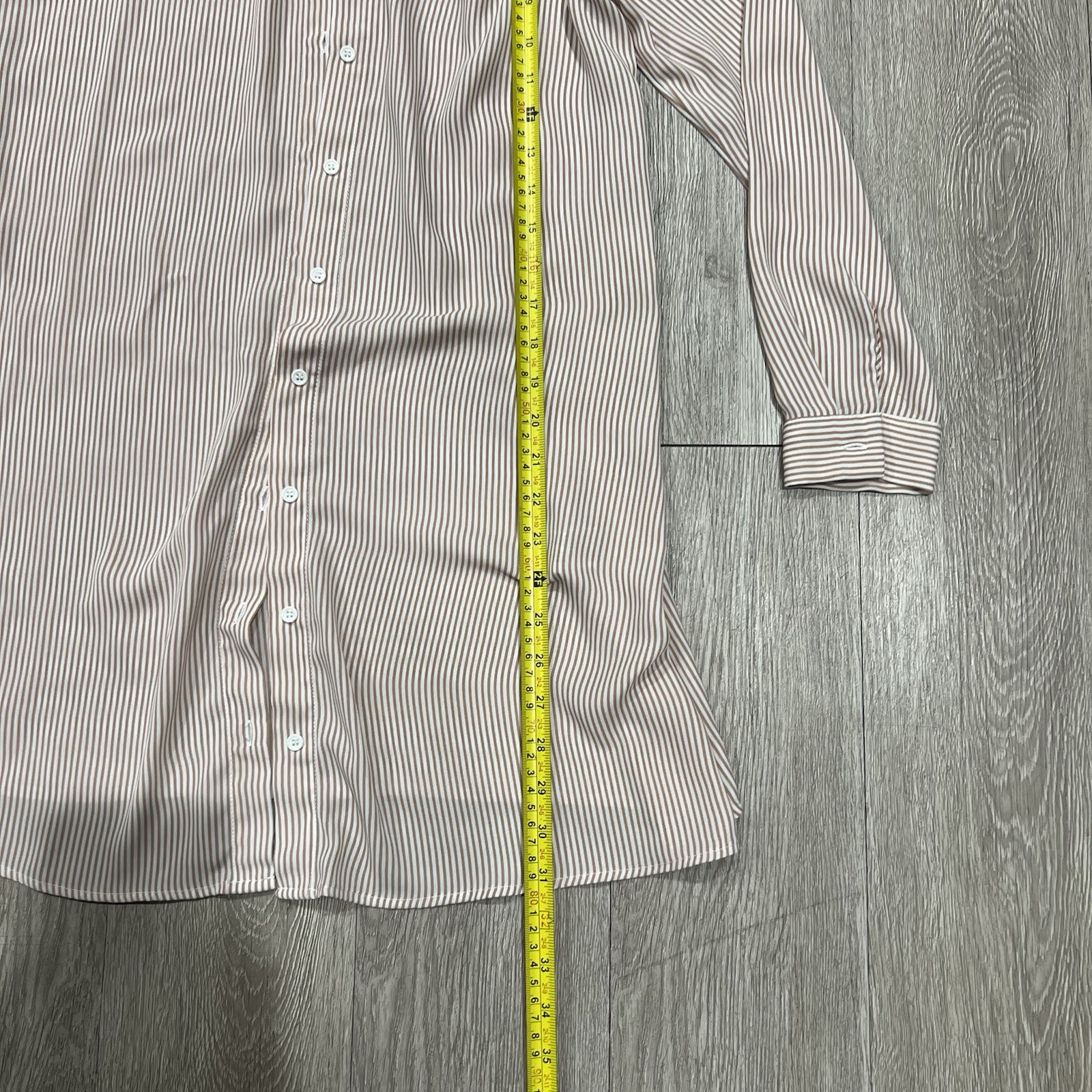 Forever 21 Brown and Beige Striped Long Sleeve Shirt Dress Women’s Size Small