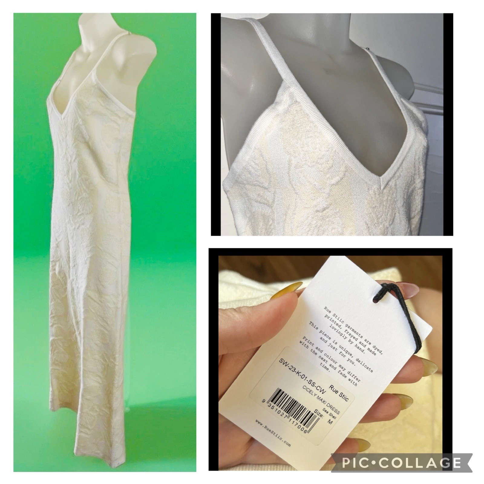 NWT Anthropologie RUE STIIC Cicely Jacquard Knit Maxi Dress Ivory Sea Shells-M