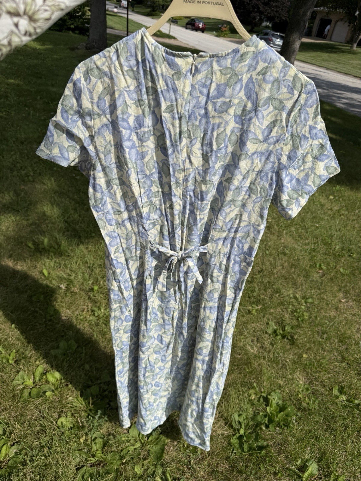 Vintage Women’s Teddi Hydrangea Pastel Blue/ Yellow Pleated Midi Dress Size 10P