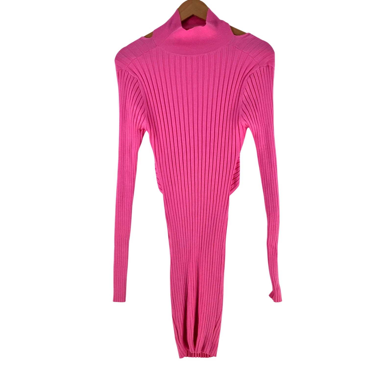 NEW Lioness Dress Womens 10 Pink Rib Knit Cut Out Pink Floyd Mini Bodycon 129597