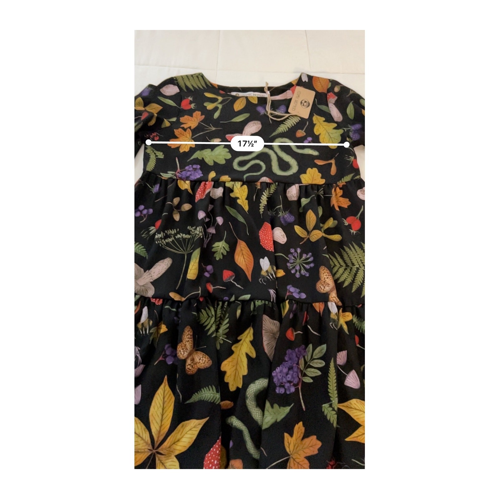 Cosmic Drifters Dress Boho Peasant Mushroom Leaf Snake Butterfly Sz 12 NWT