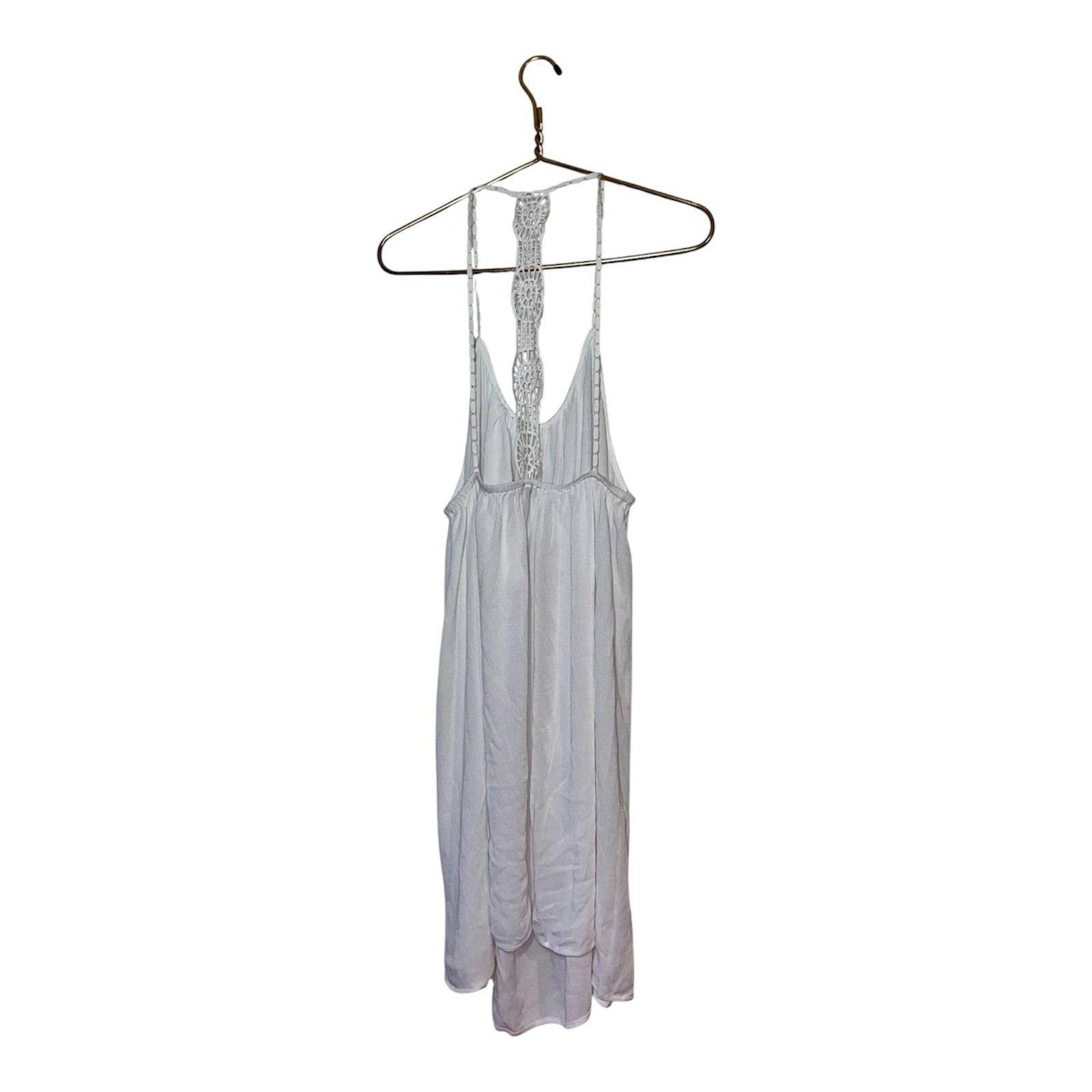 Lani White Boho Gauzy Beach Cover-Up Dress Women’s Medium NWT Lace Detail