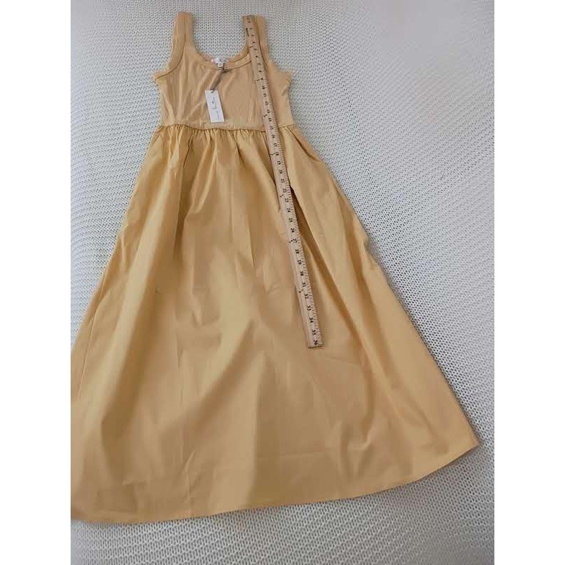 Nine Britton Mustard Yellow Ribbed Mixed Media Maxi Dress NWT Fits S/M