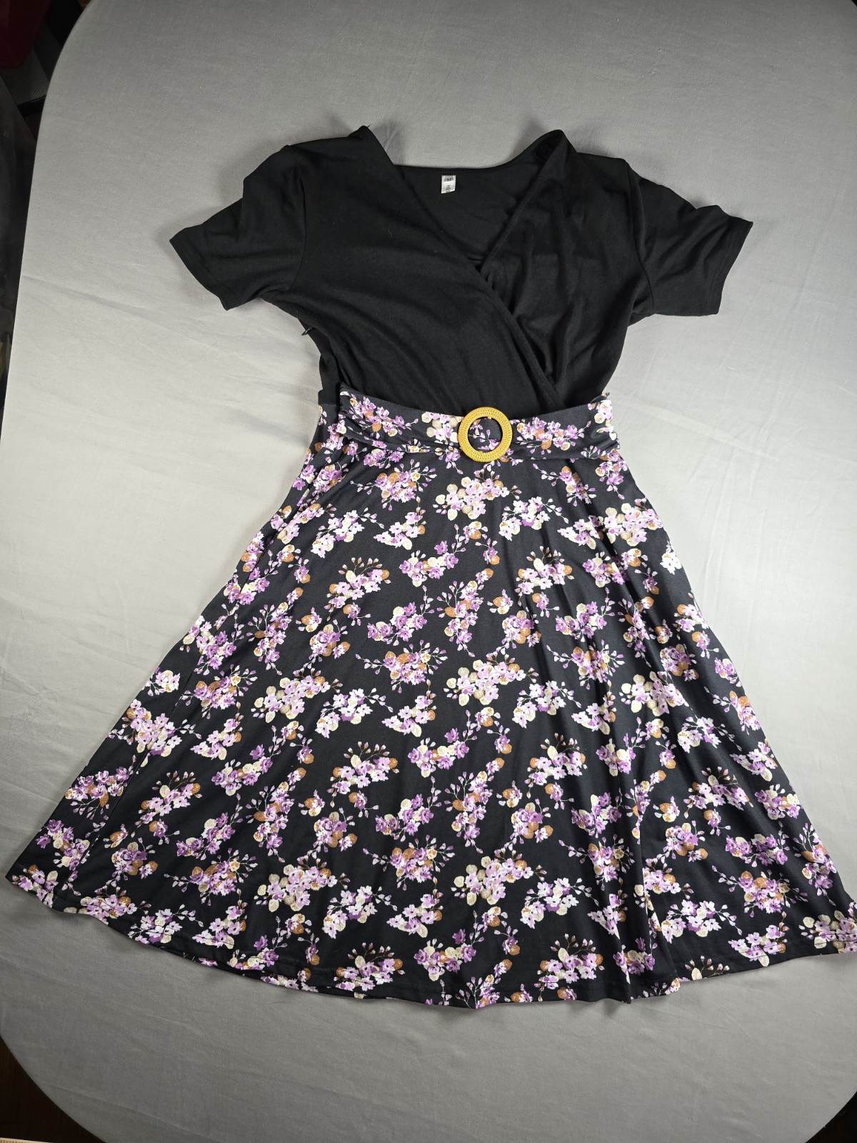 Helyo Floral & Black Women’s Dress Side Zipper Medium with Pockets Cotton