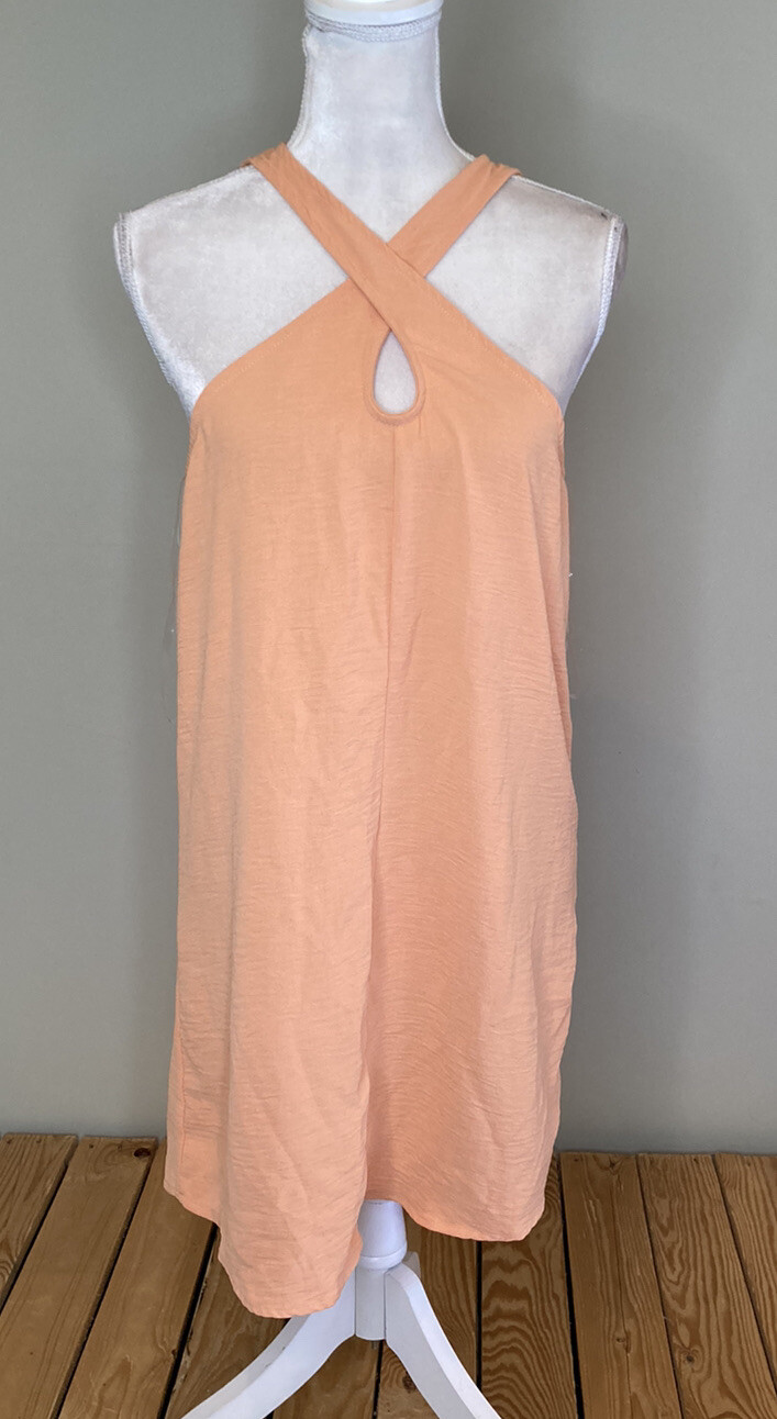 limelush NWT women’s keyhole sleeveless MIDI dress size S orange F11
