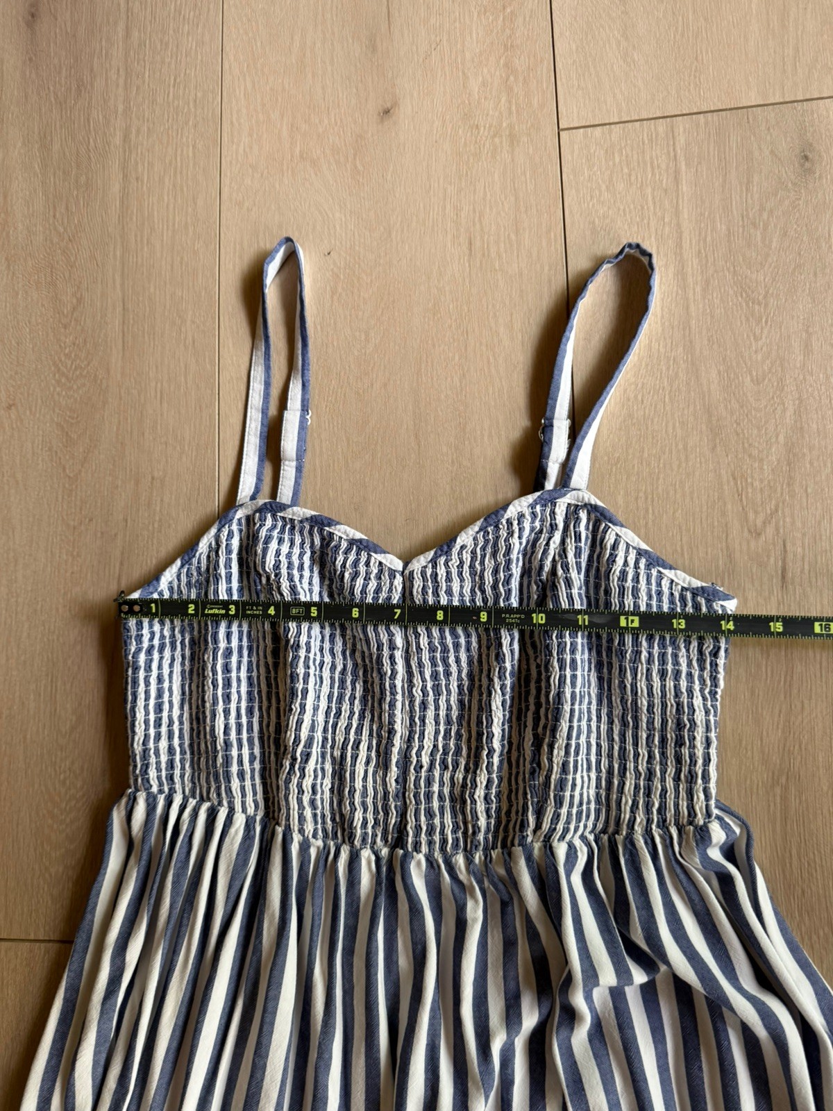 Torrid Blue White Striped Summer Adjustable Straps Smocked Dress Plus Size 1