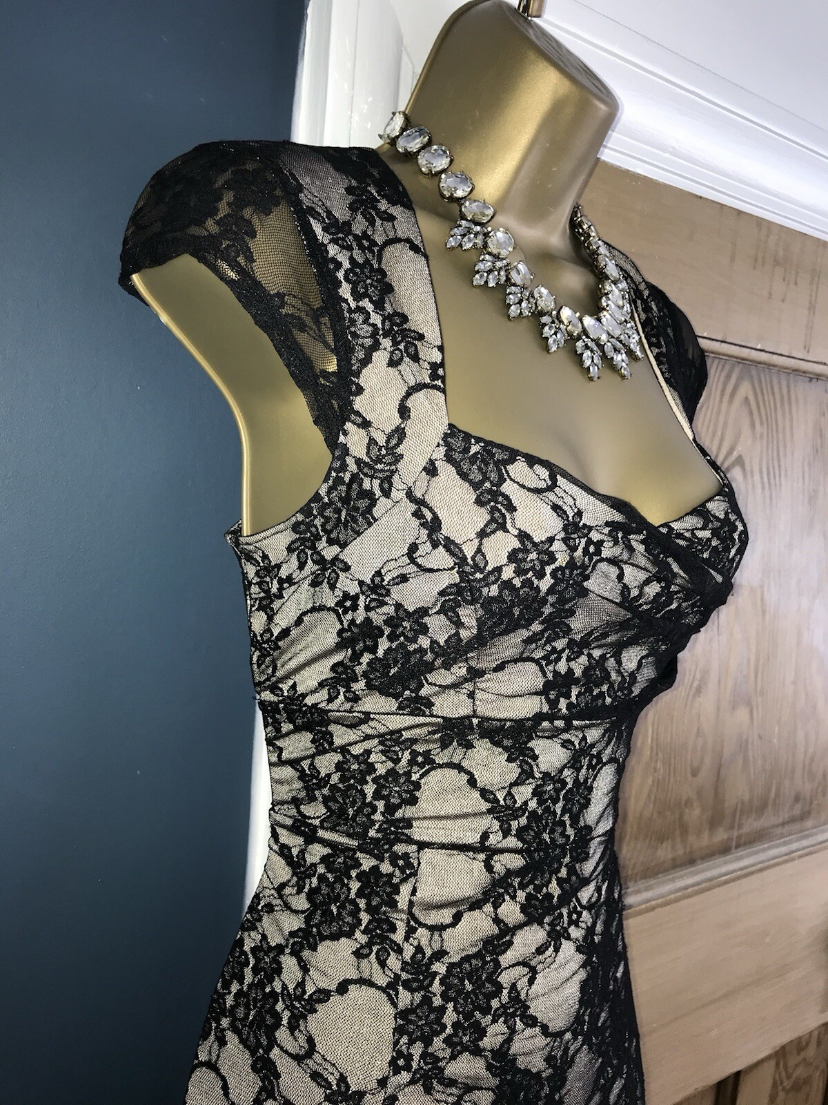BNWT Jane Norman vintage ❤️Y2K black lace corset bodycon dress 14 16 pin up 50’s