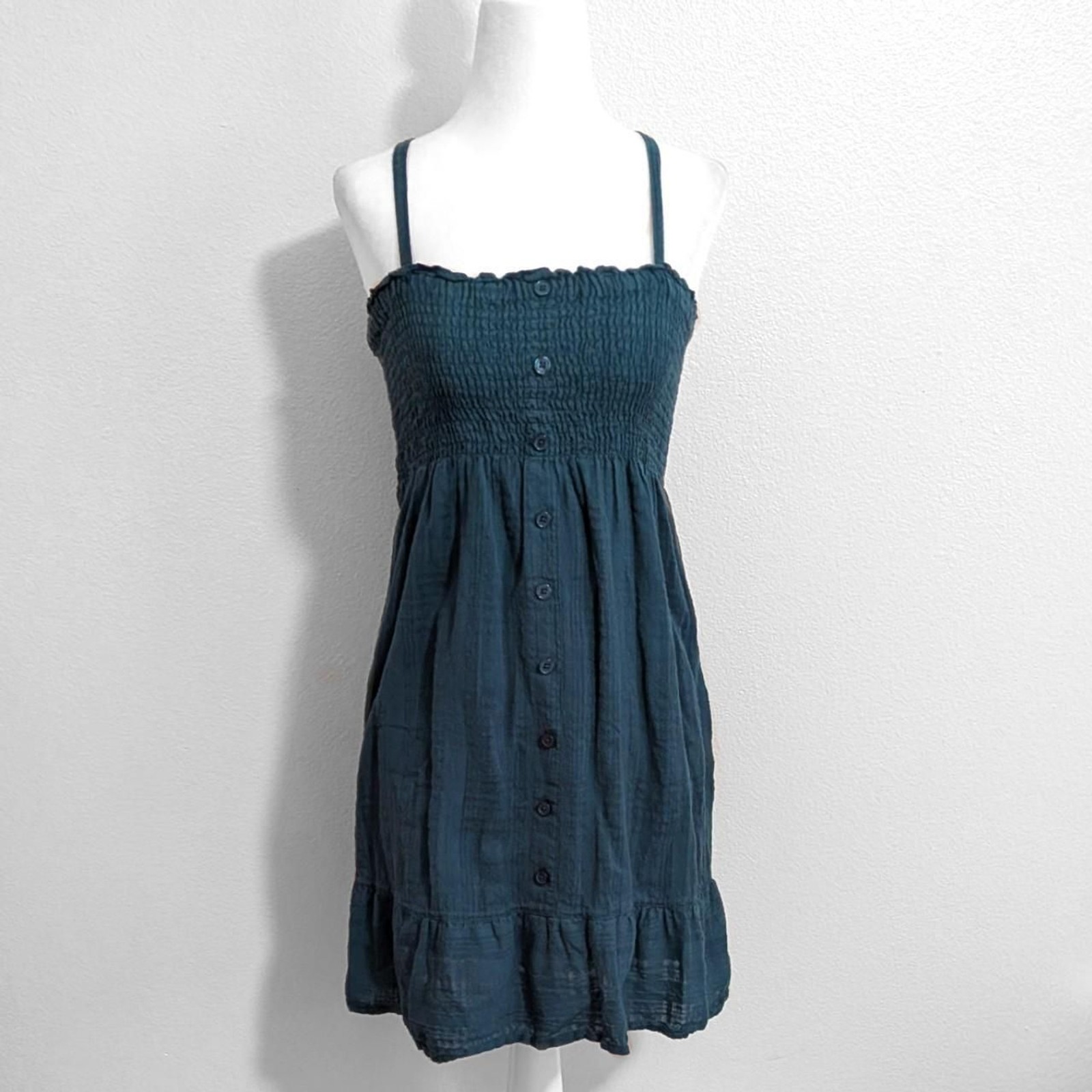 Mossimo Supply Co. Blue Smocked Button Up Mini Dress | Size L