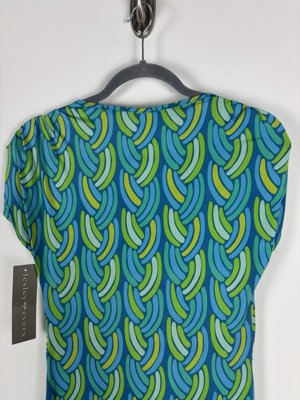 Nwt Lesley Evers Sadie Aqua Braid Dress Size Medium Blue Green Jersey Knit Retro