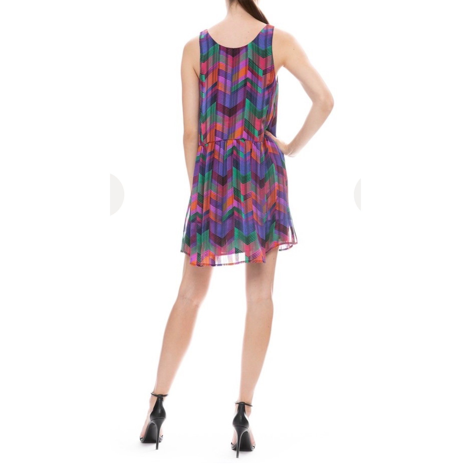ba&sh Pistol Vert Chevron Stripe Tank Dress Sz 2 US M Multicolor Mini Boho