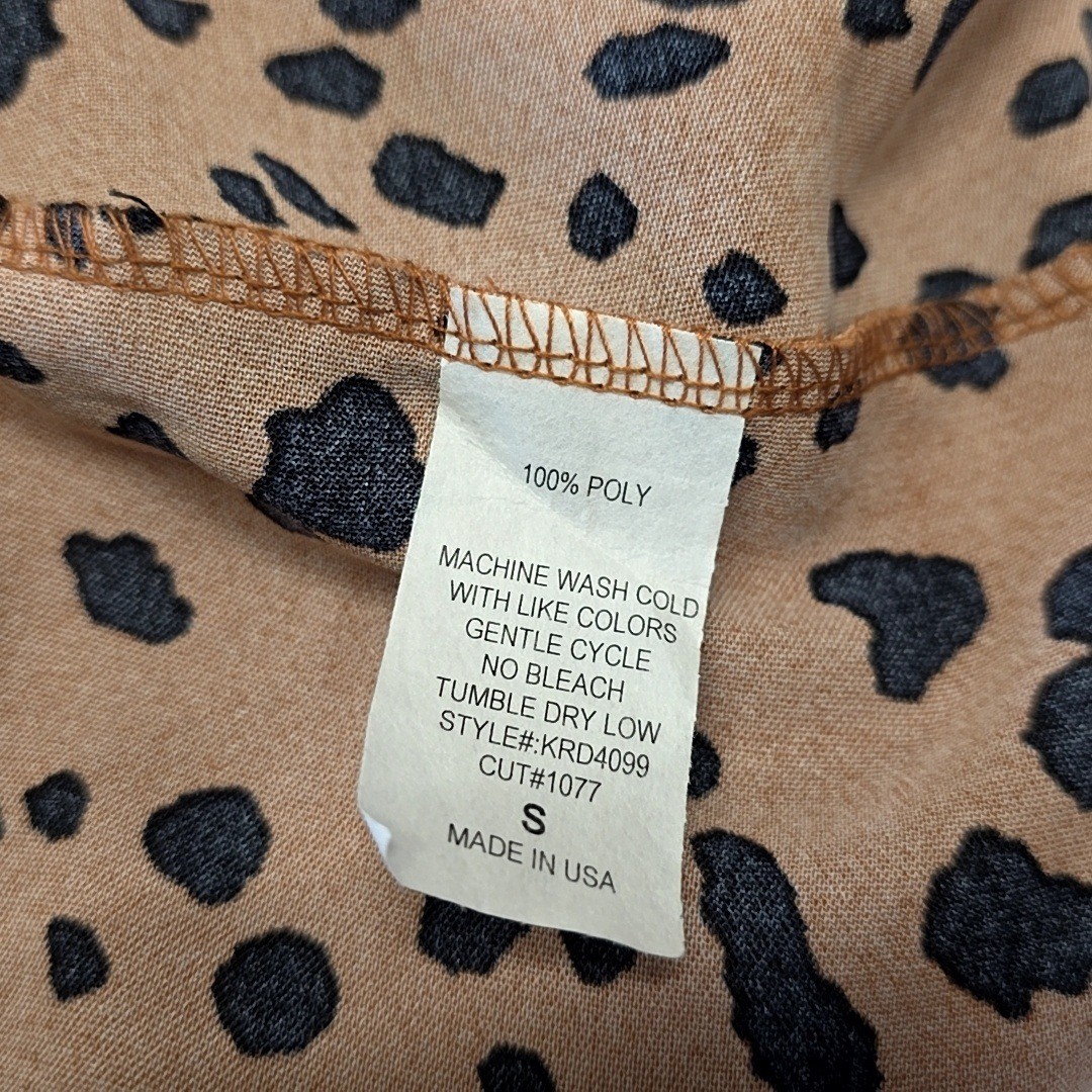 Jade by Jane Dress Womens Small Brown Black Leopard Print Ruffle Flounce