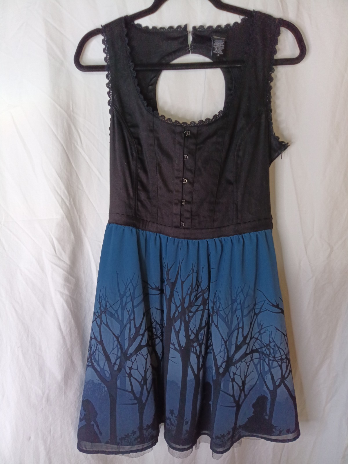 Disney Alice In Wonderland Dress Large Silhouette Whimsigoth Layered Corset