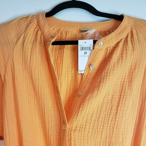 Magaschoni 100% Organic Cotton Gauze Button Front L/S Dress Sz S NWT