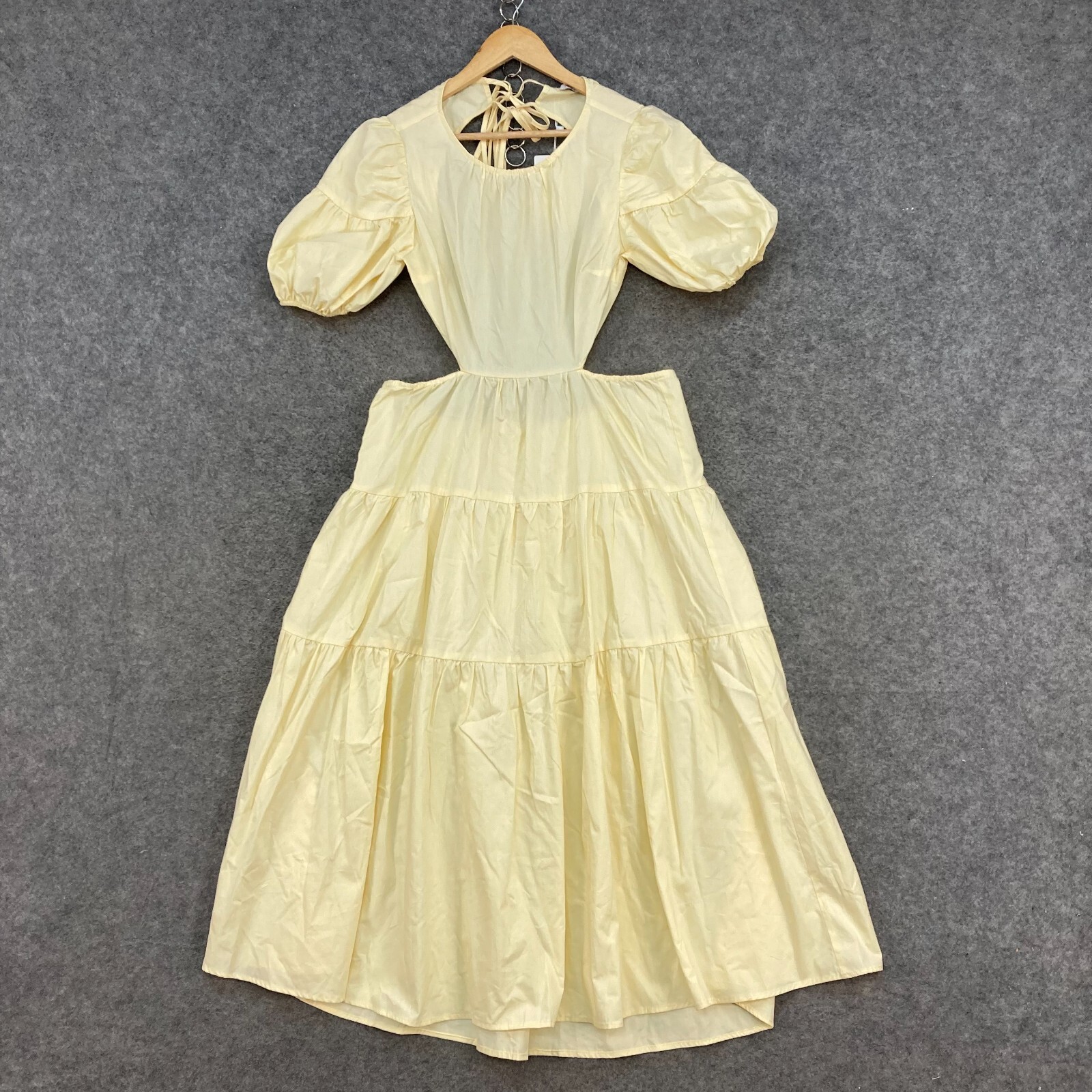 NEW All About May Womens Dress Size 10 Yellow Short Sleeve Cut-Out Cotton 12624