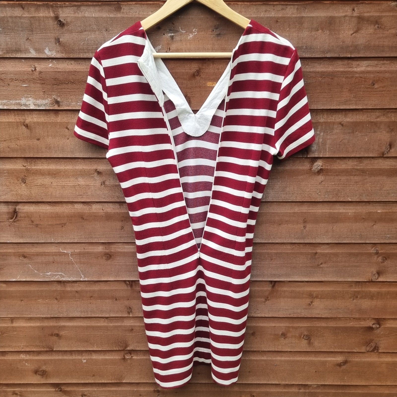 Baum Und Pferdgarten Red White Striped Dress Small Back Half Zip Spring Summer