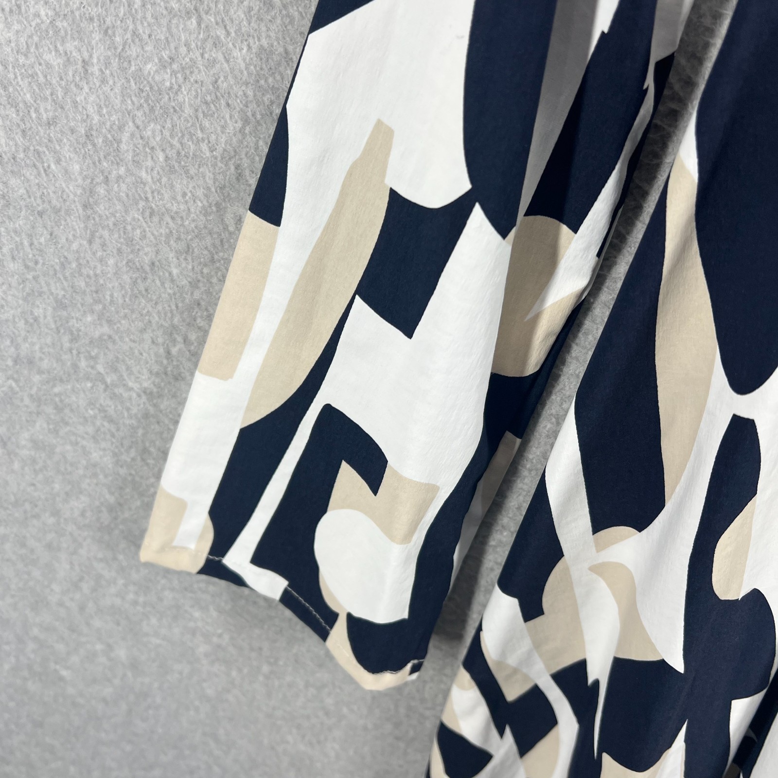 Joseph Ribkoff Abstract Poplin Trapeze Dress Size 10 (UK 12) White Blue Beige