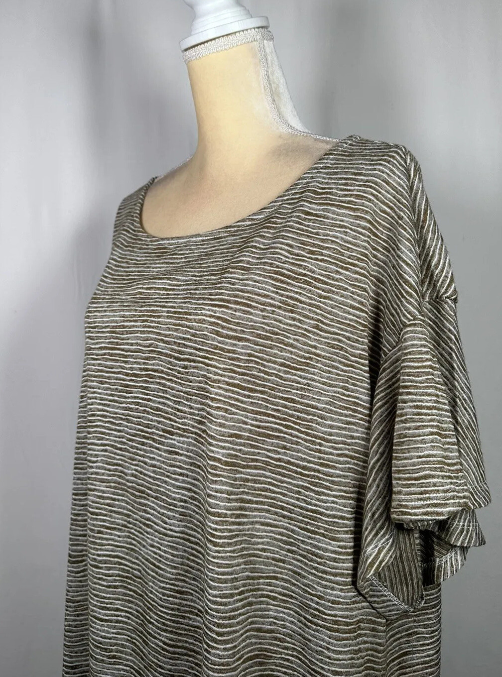 Ruby Rd Dress Slip On Shift Tunic Women 2X Short Sleeve Lounge Stretch Beige