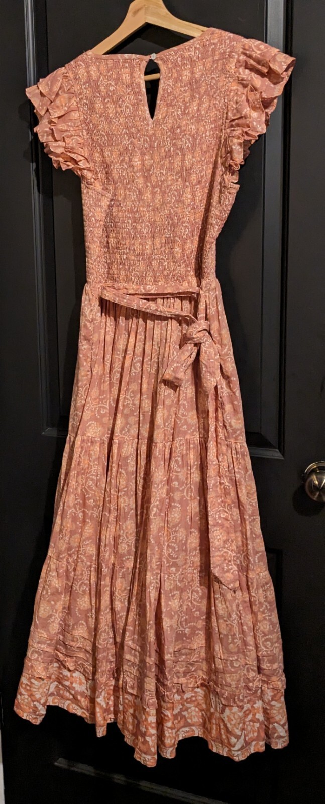 Cleobella Rita Midi Ankle Dress Camara Pink Floral Print Organic Cotton Size M