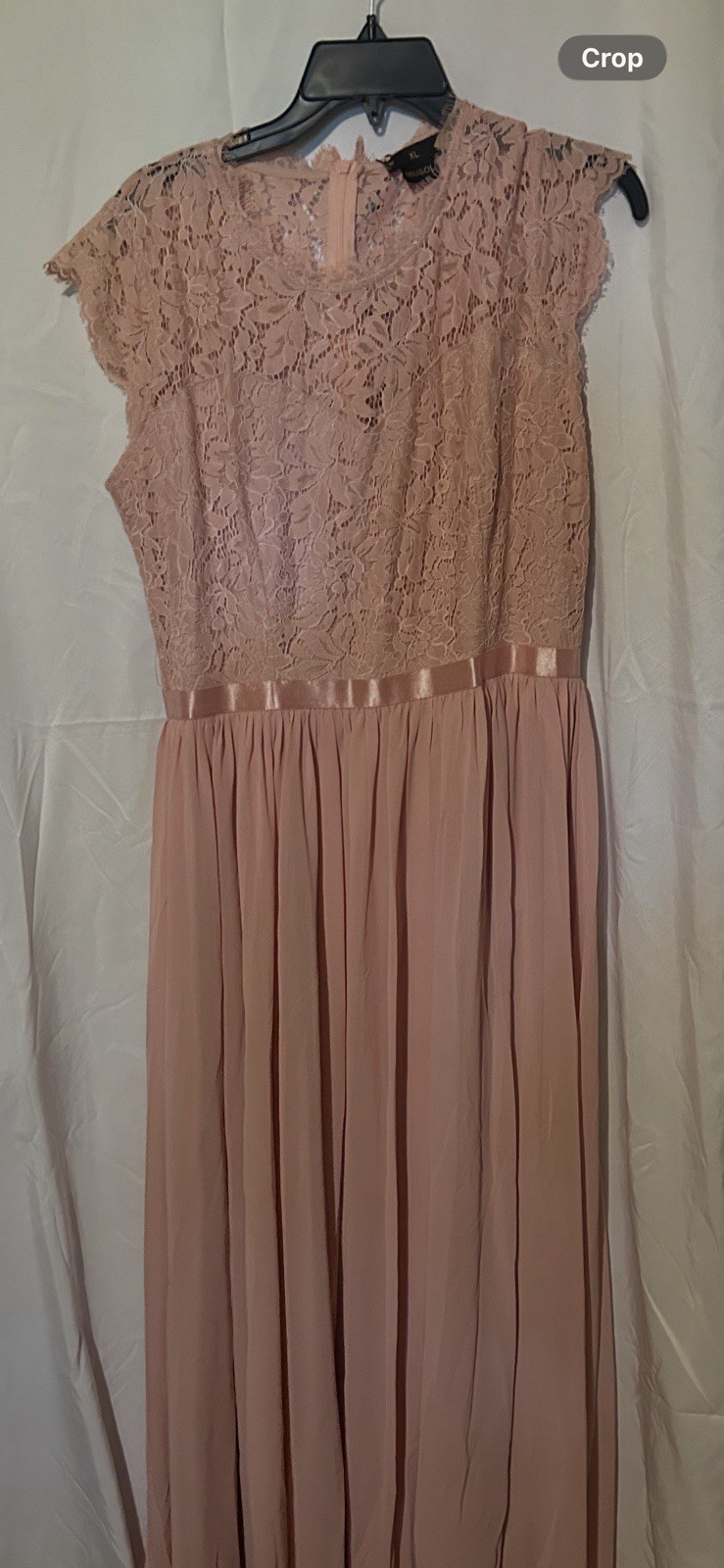 Miusol Pink Floral Lace Maxi Dress XL V-Neck Sleeveless Zip Closure