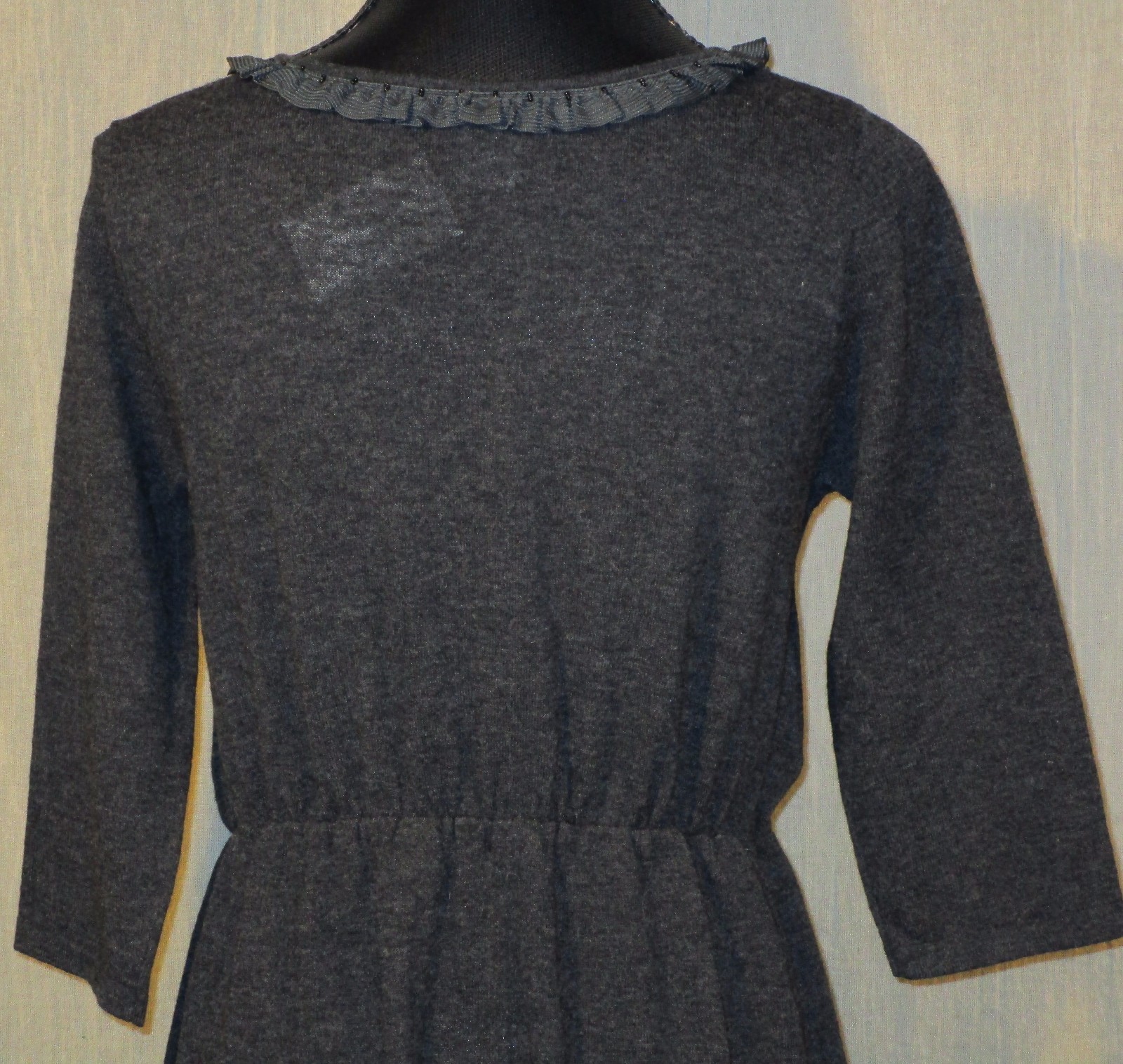 Anthropologie Medium Grey Wool Cashmere Blend Dress with Ruffle Detail