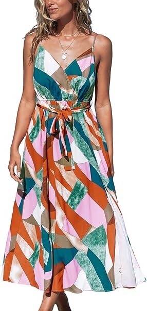 NWT CUPSHE Women’s V Neck Dress Adjustable Cami Strap Self Tie Sash Belte Size L
