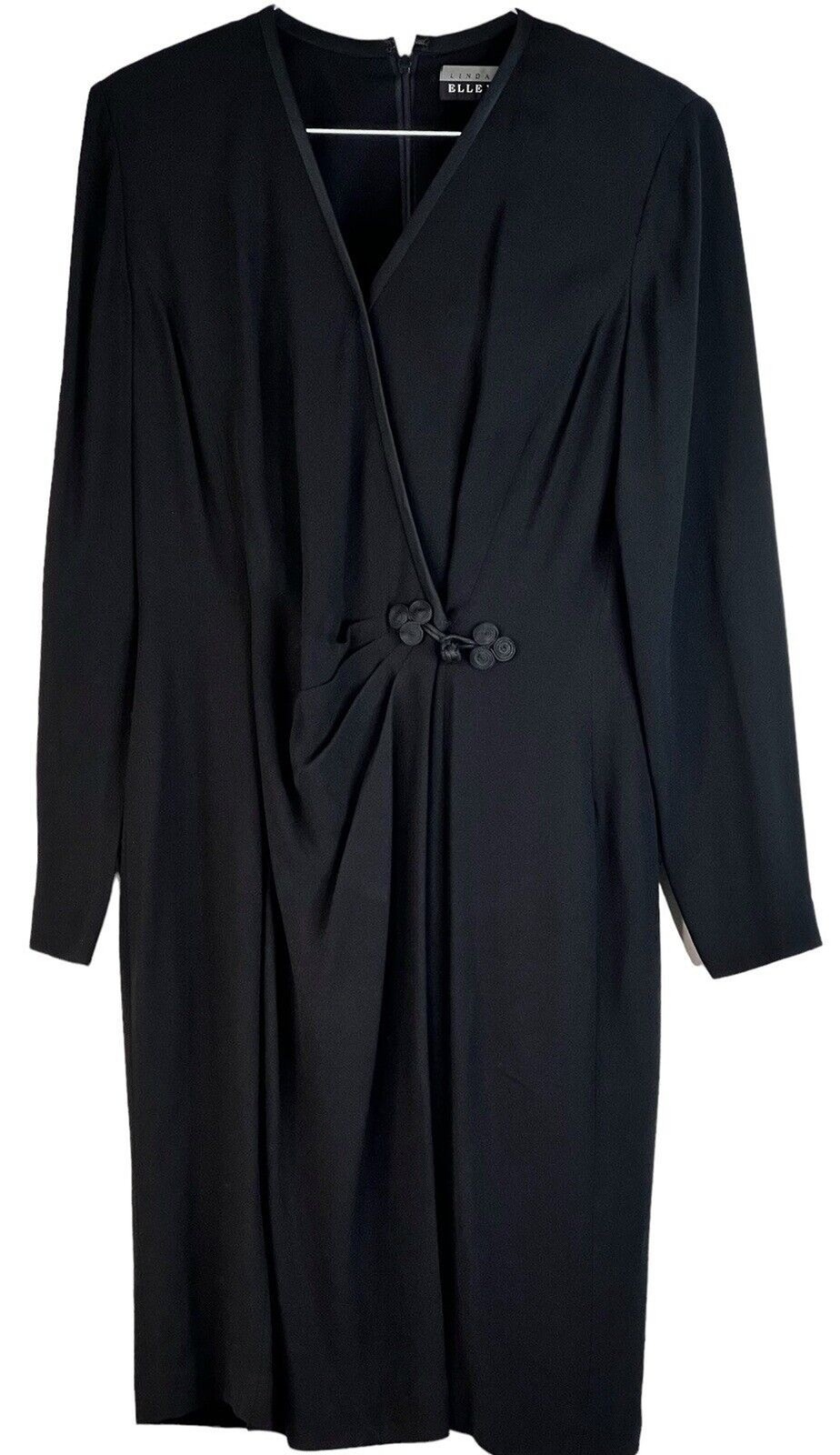 Vtg Ellen Tracy Linda Allard Black Long Sleeve Formal Party Women’s Dress Size 4