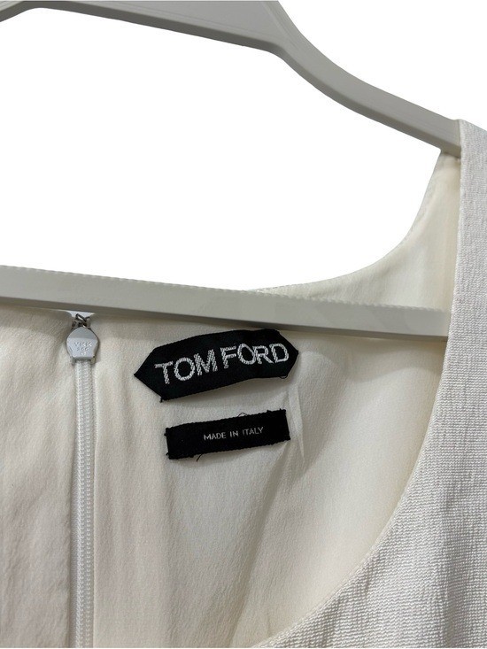 Tom Ford Beige Peplum Knee Length Round Neck Dress Size 42 *Flawed