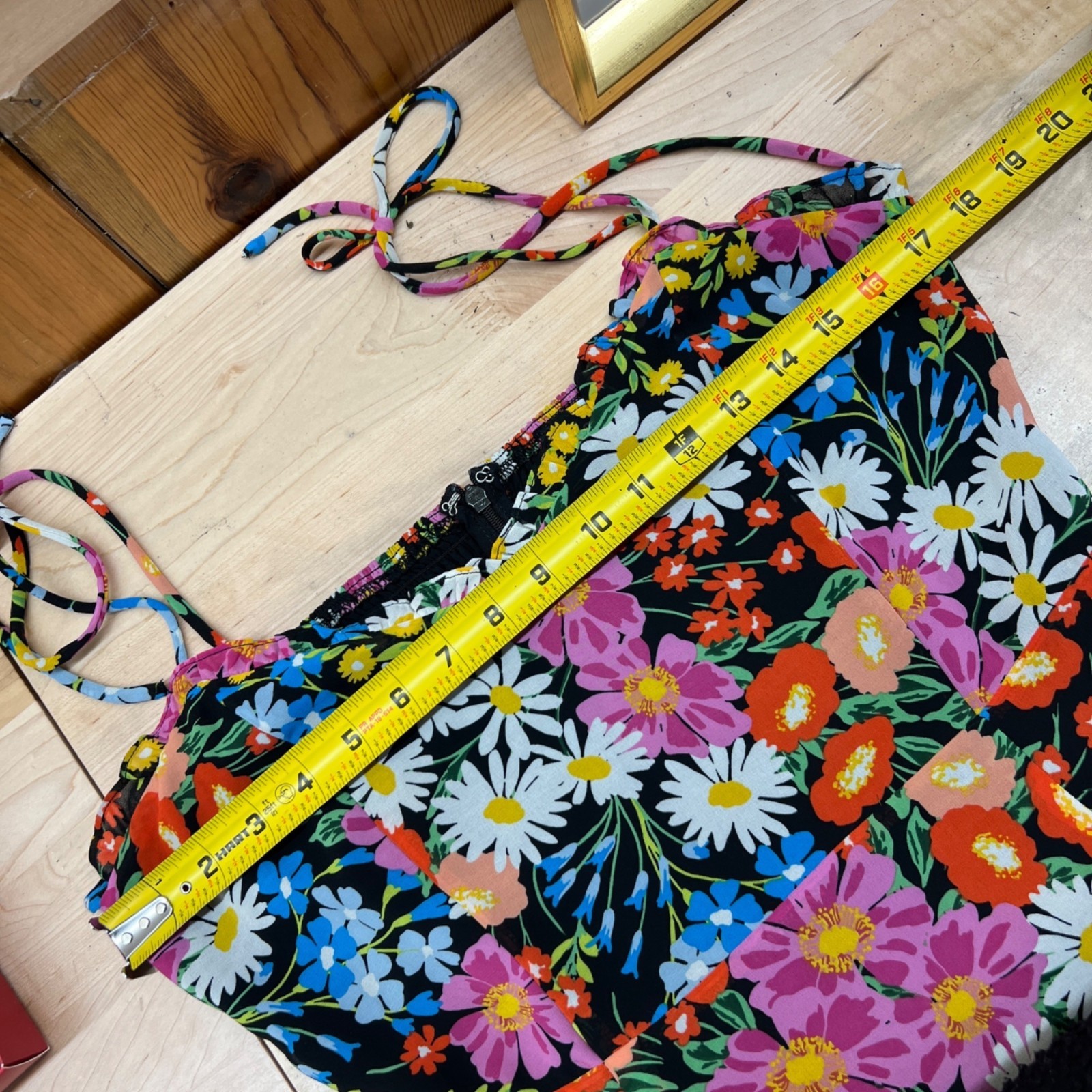 Sugarlips Lupita Floral Tie Strap Ruffle Mini Dress Black Multicolor Size Medium