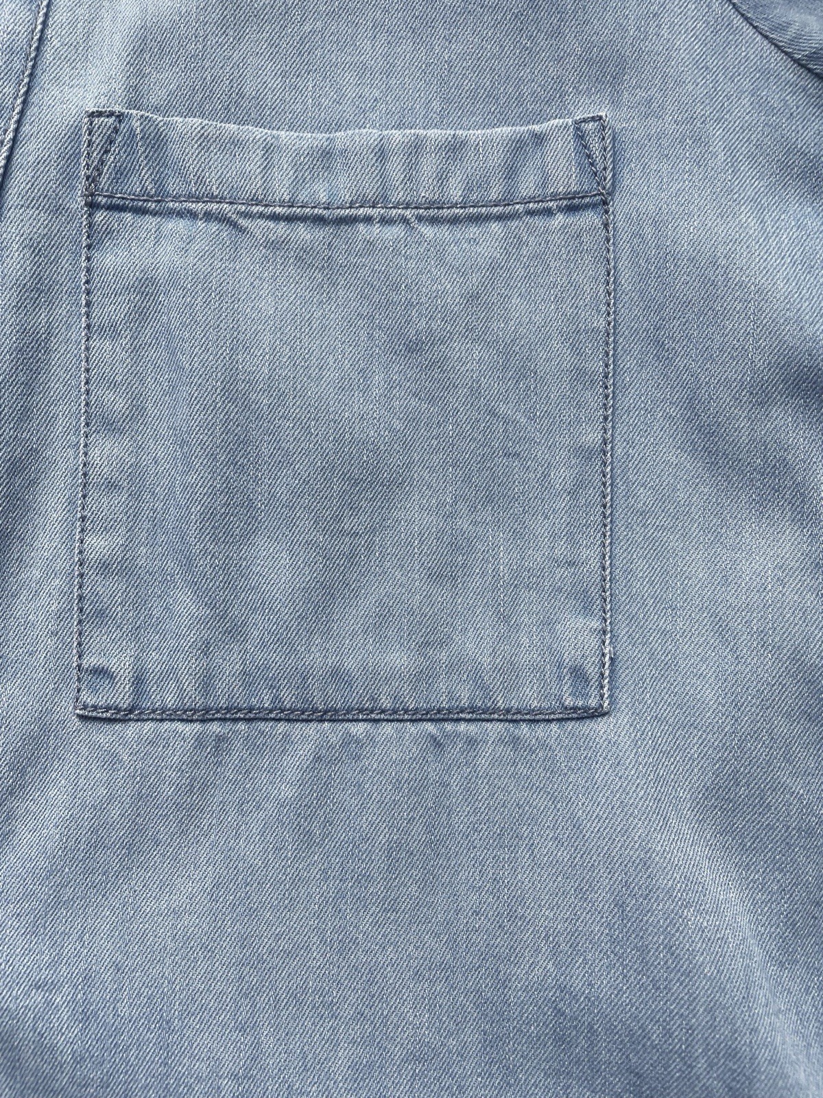 Anthropologie Pilcro Keira Denim Mini Dress Size L Babydoll Tiered ShirtDress